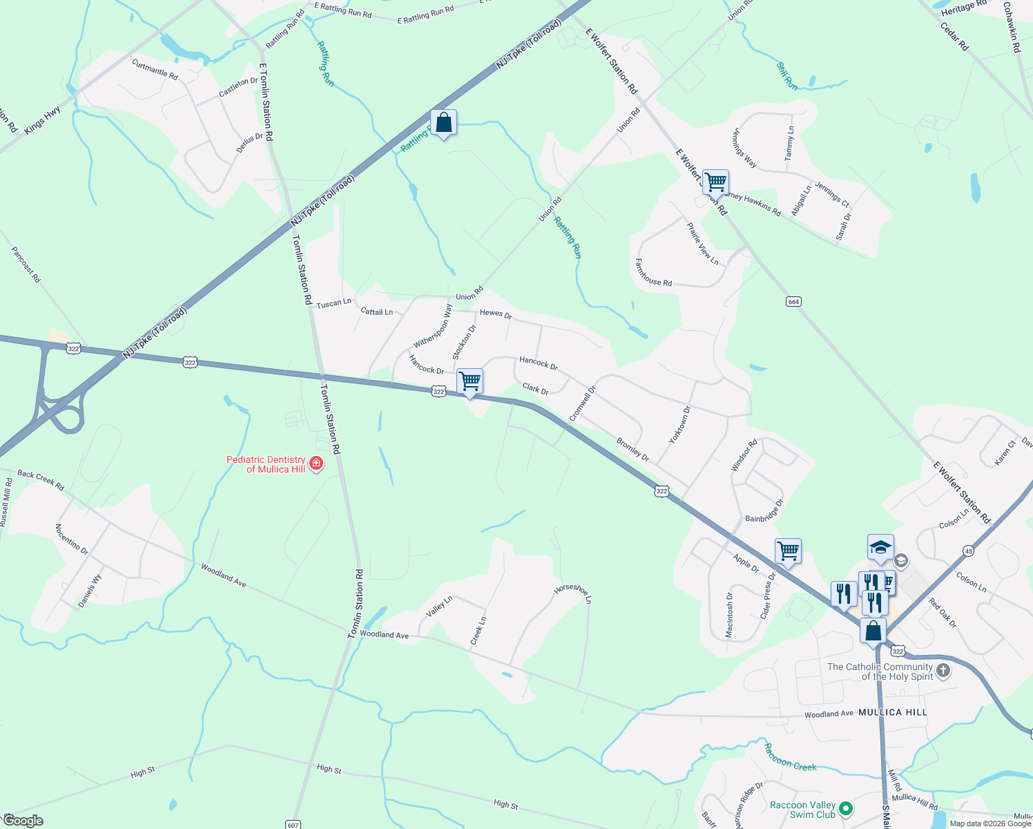 map of restaurants, bars, coffee shops, grocery stores, and more near 301 Long Meadow Drive in Harrison Township