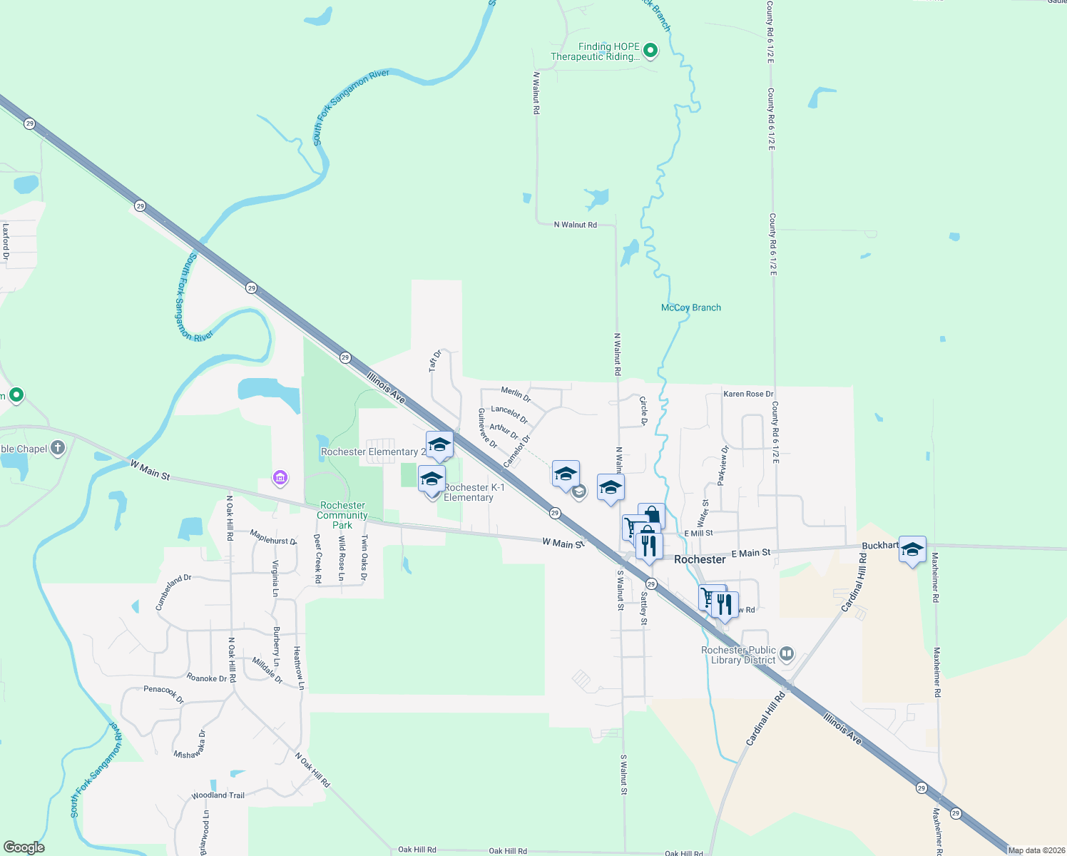 map of restaurants, bars, coffee shops, grocery stores, and more near 41 Lancelot Dr in Rochester