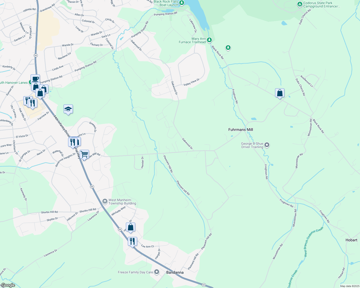 map of restaurants, bars, coffee shops, grocery stores, and more near 508 Fuhrman Mill Road in Hanover