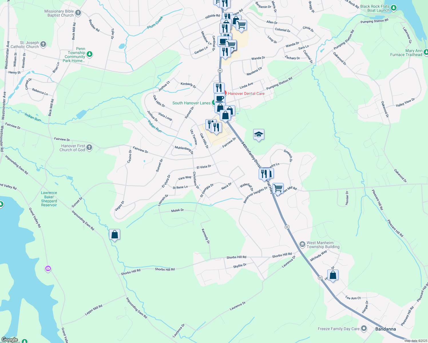 map of restaurants, bars, coffee shops, grocery stores, and more near 7 Yara Way in Hanover