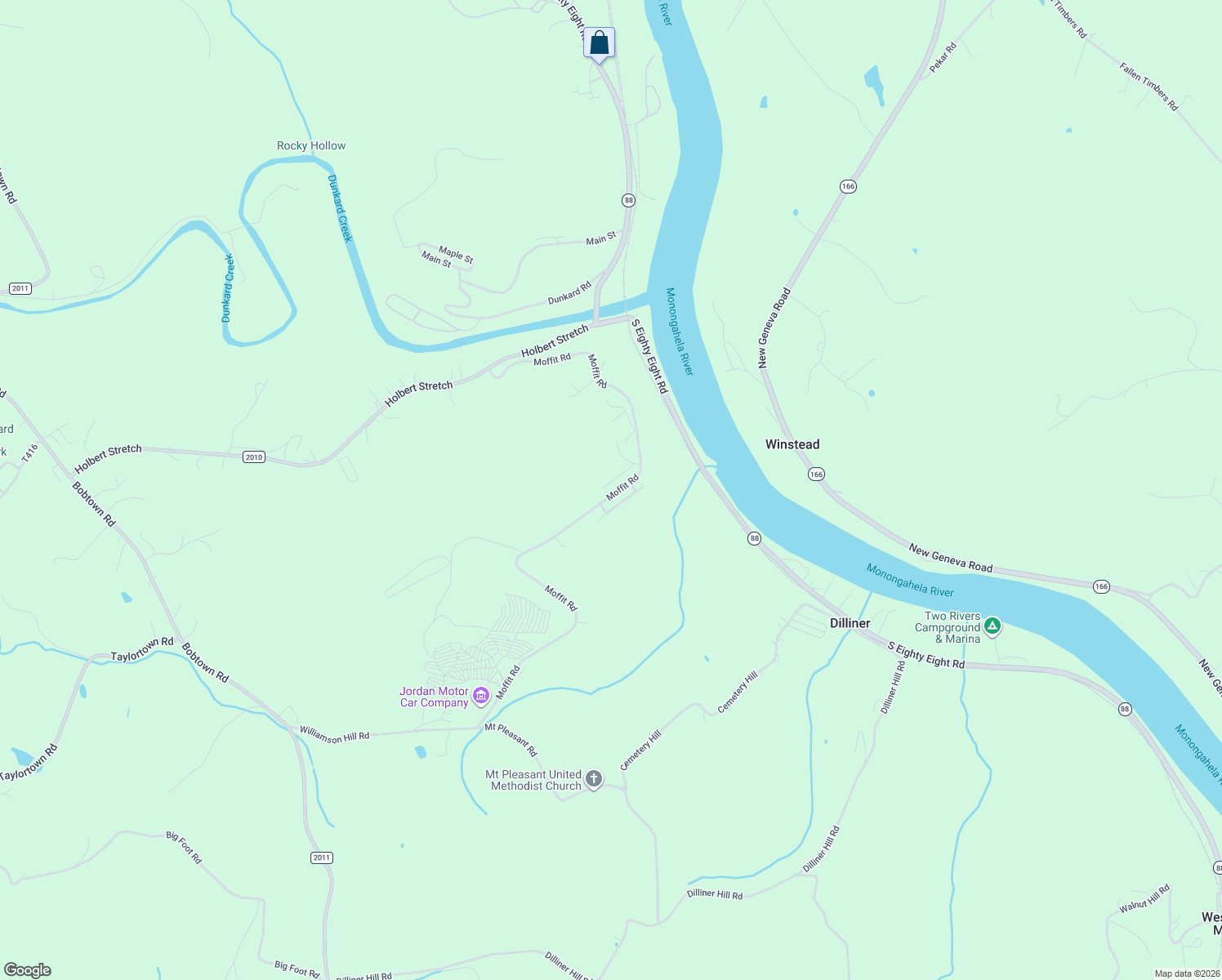 map of restaurants, bars, coffee shops, grocery stores, and more near 295 Moffit Road in Dilliner