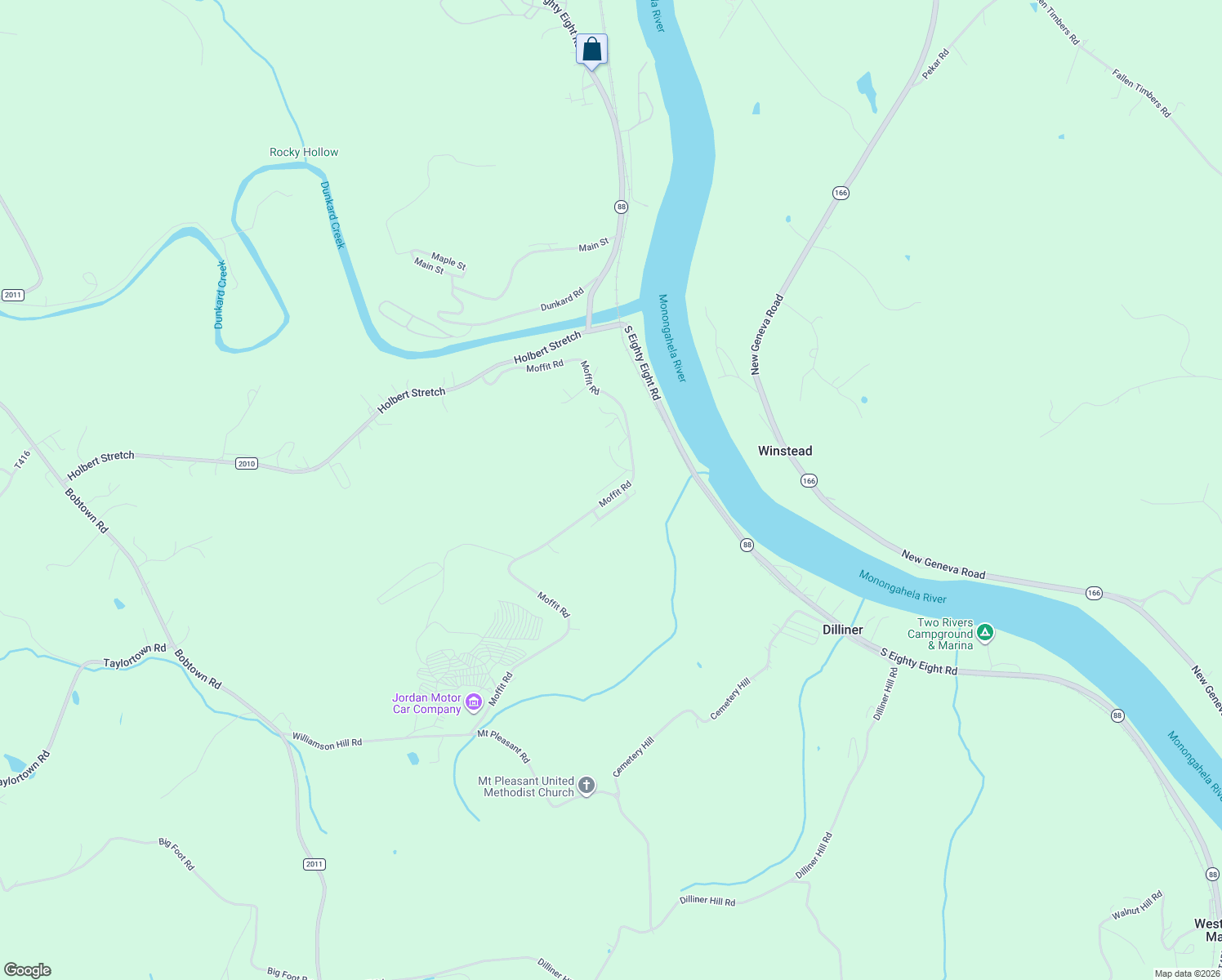 map of restaurants, bars, coffee shops, grocery stores, and more near 295 Moffit Road in Dilliner