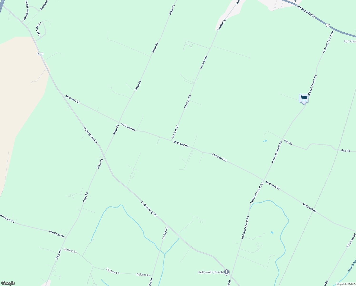 map of restaurants, bars, coffee shops, grocery stores, and more near 1700 McDowell Road in Greencastle