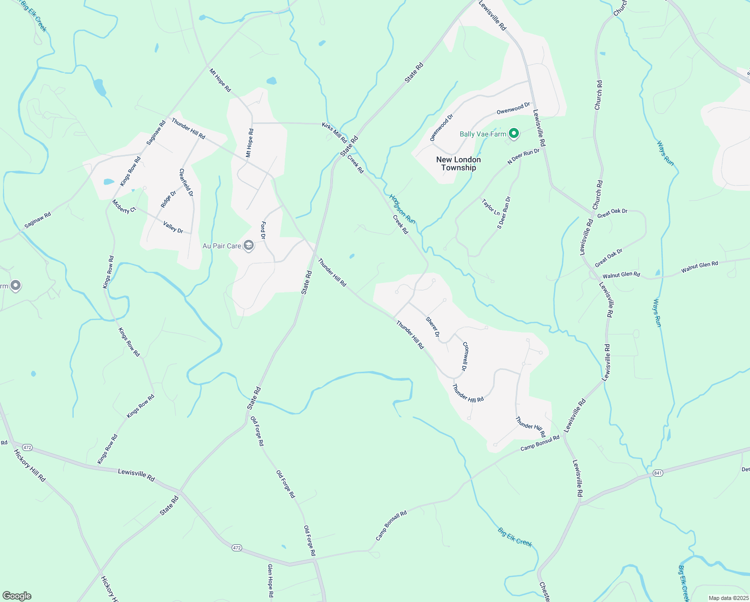 map of restaurants, bars, coffee shops, grocery stores, and more near 1037 Thunder Hill Road in Lincoln University