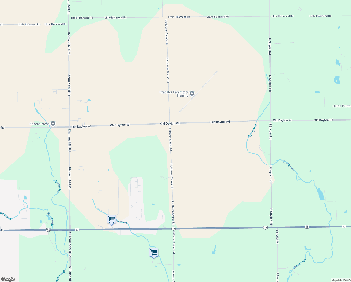 map of restaurants, bars, coffee shops, grocery stores, and more near 690 North Lutheran Church Road in Dayton