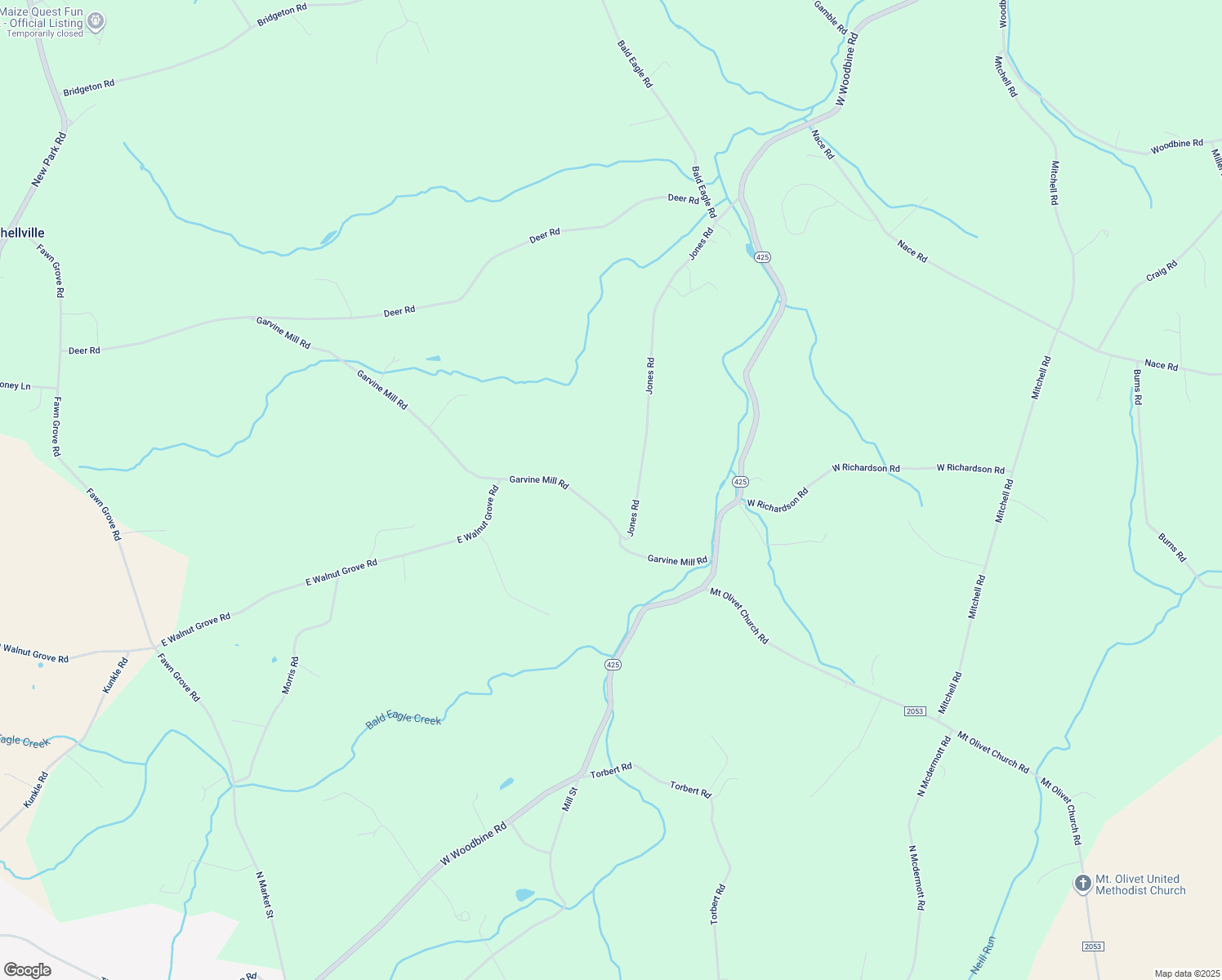 map of restaurants, bars, coffee shops, grocery stores, and more near 225 Garvine Mill Rd in Fawn Grove