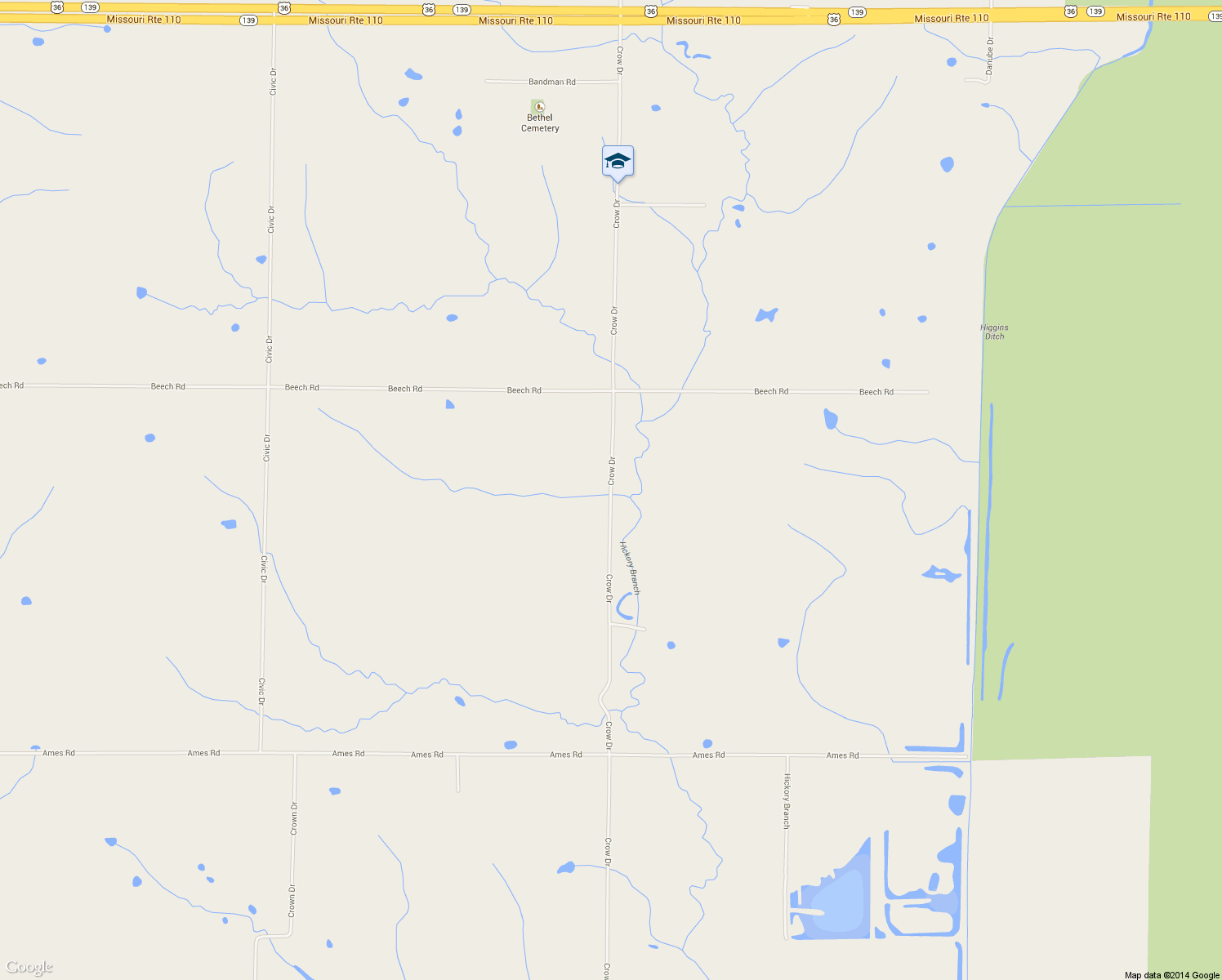 map of restaurants, bars, coffee shops, grocery stores, and more near Crow Drive in Meadville