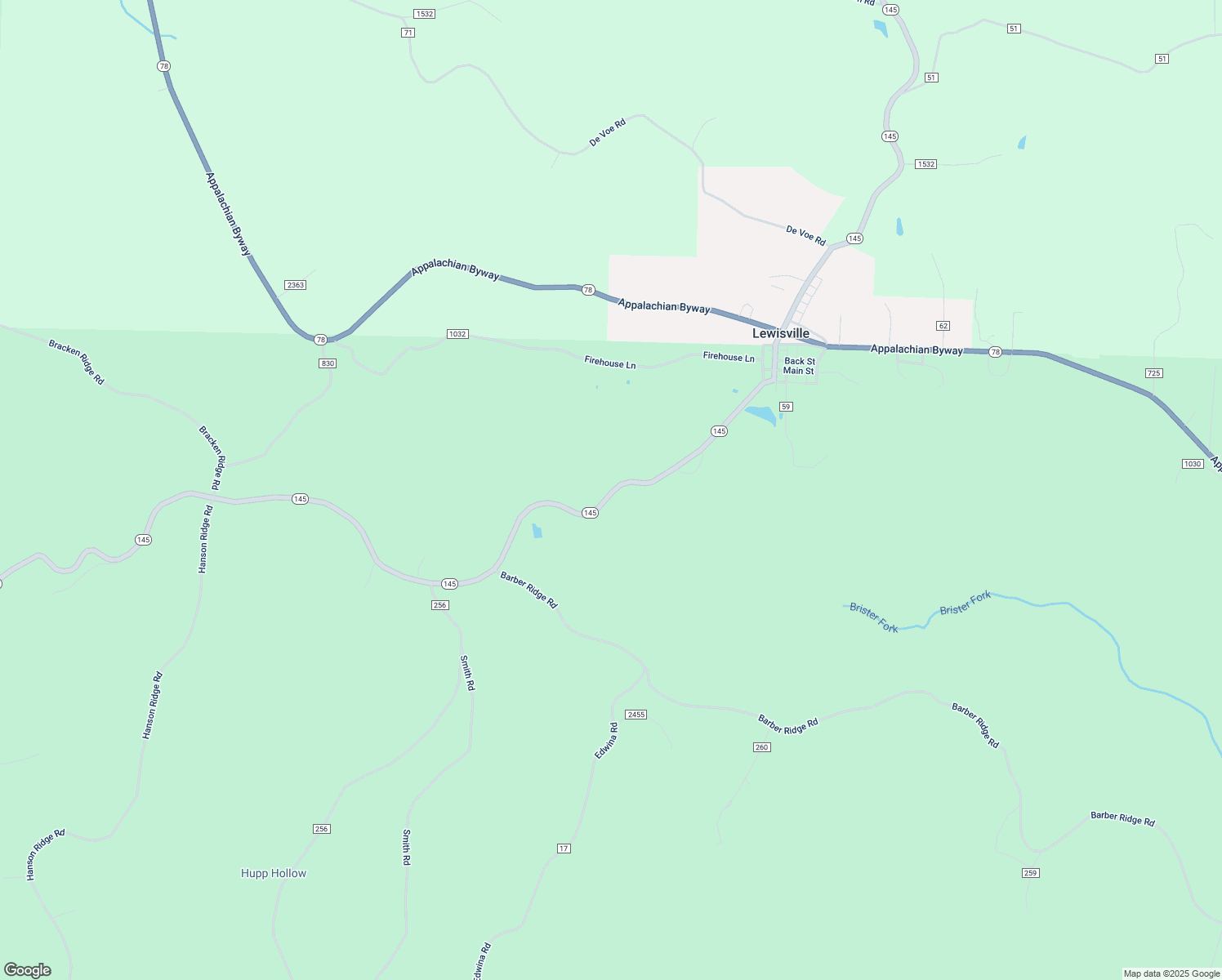 map of restaurants, bars, coffee shops, grocery stores, and more near 45795 Ohio 145 in Lewisville