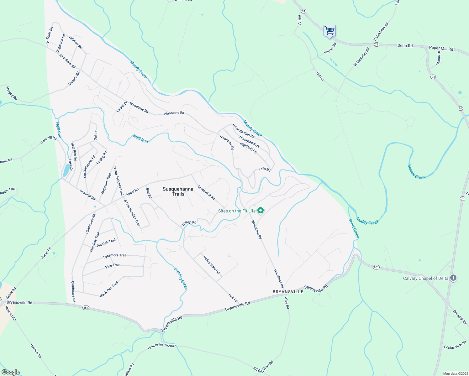 map of restaurants, bars, coffee shops, grocery stores, and more near 280 Hilltop Road in Delta