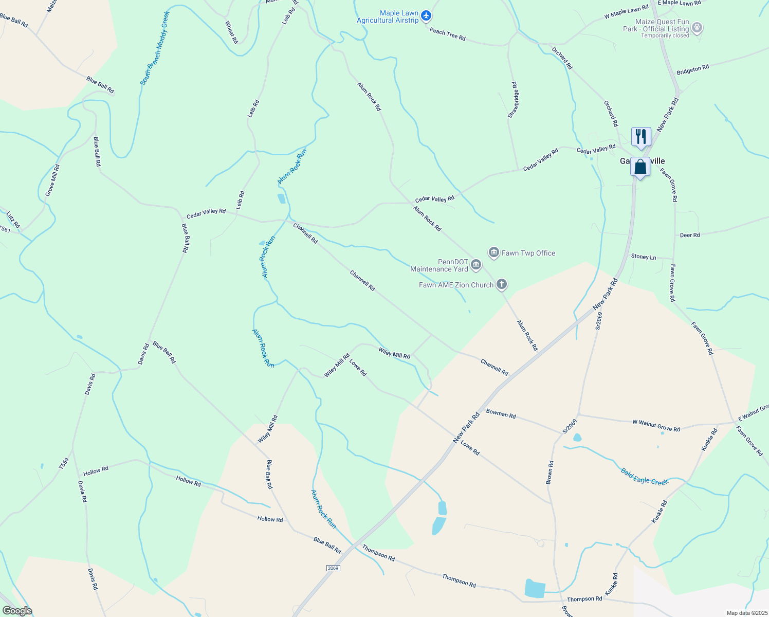 map of restaurants, bars, coffee shops, grocery stores, and more near 320 Channell Road in New Park