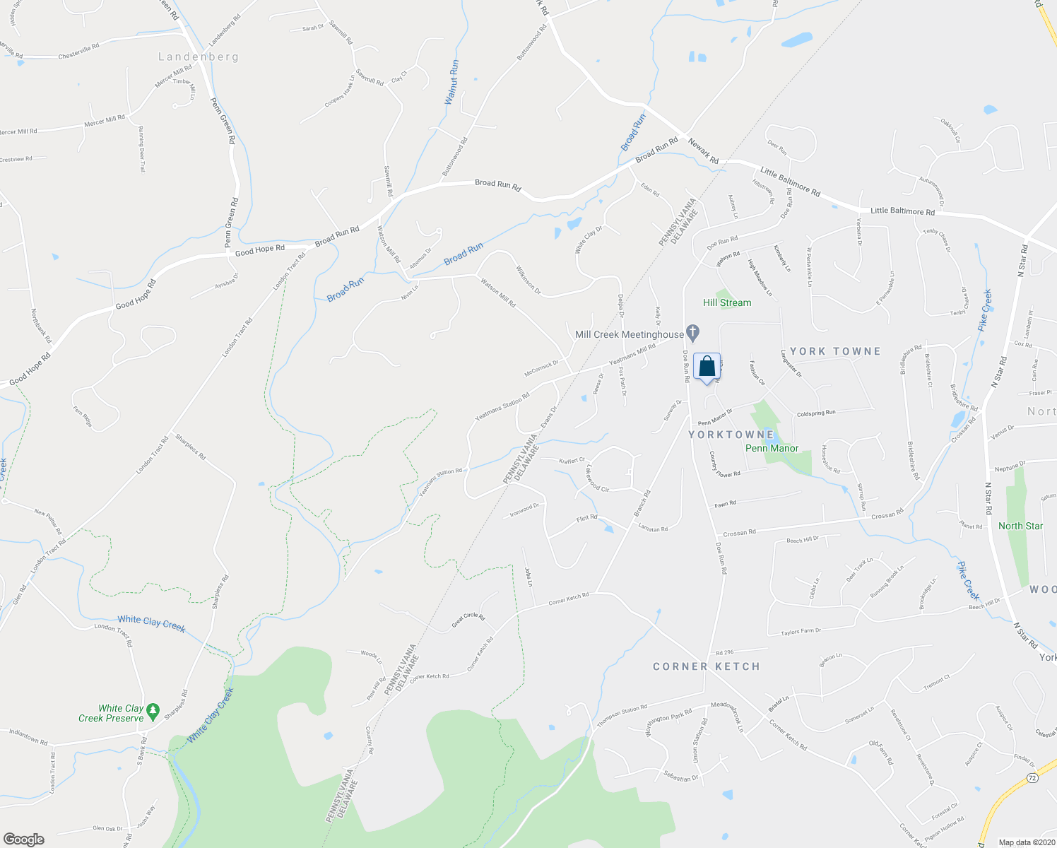 map of restaurants, bars, coffee shops, grocery stores, and more near 10 Evans Drive in Landenberg