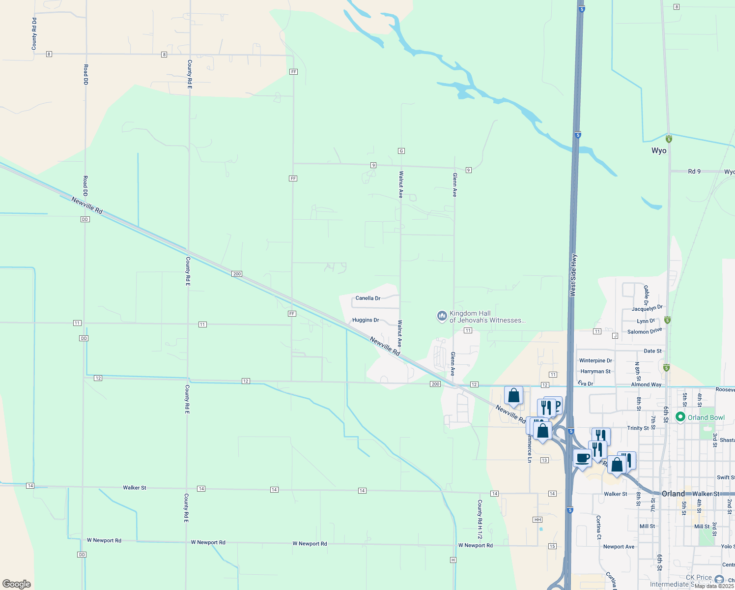 map of restaurants, bars, coffee shops, grocery stores, and more near 6257 Canella Drive in Orland