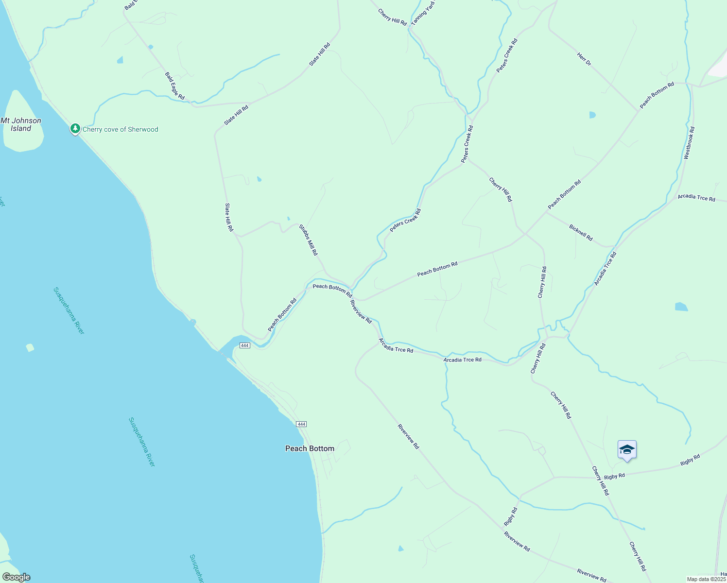 map of restaurants, bars, coffee shops, grocery stores, and more near 342 Peach Bottom Road in Peach Bottom