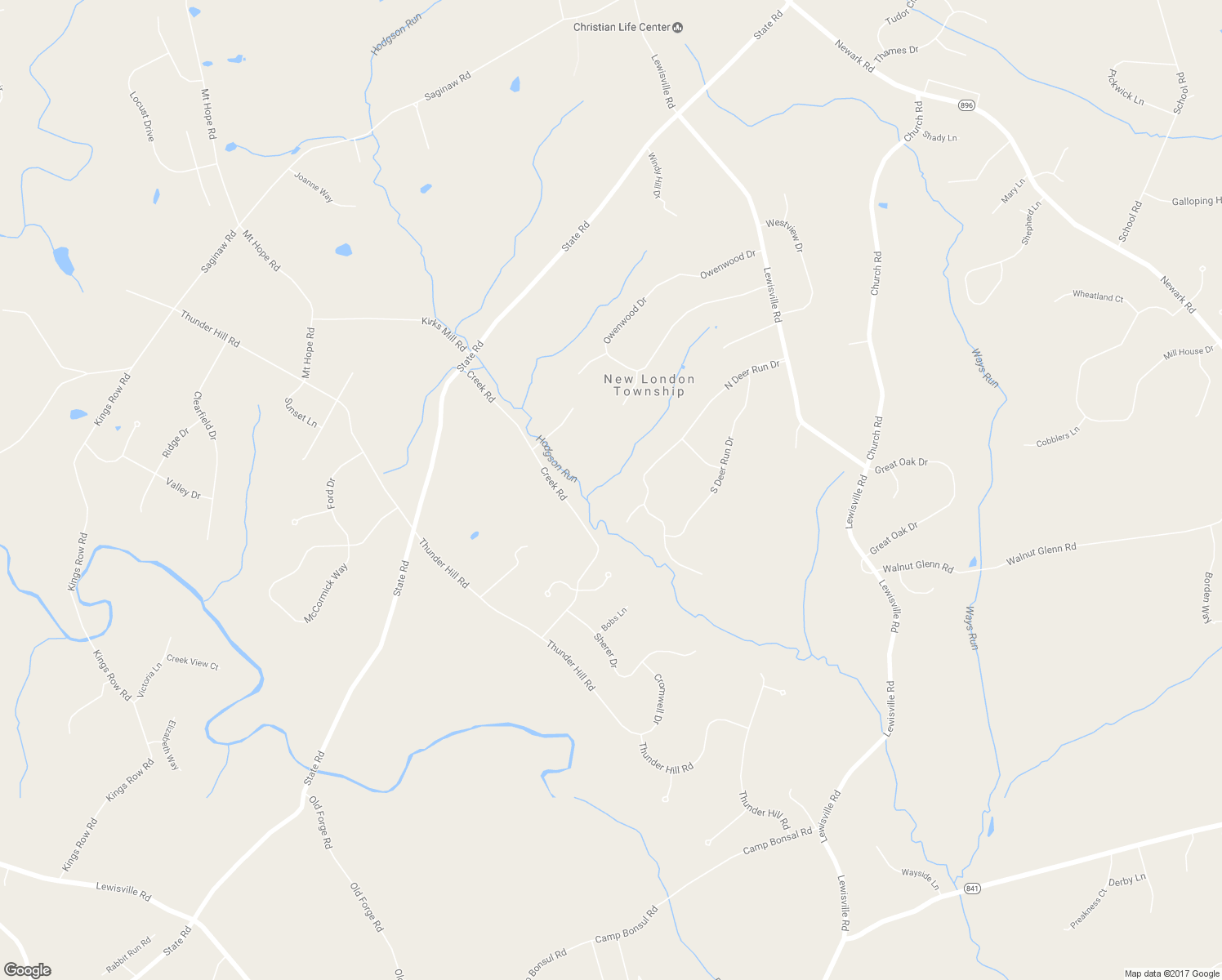 map of restaurants, bars, coffee shops, grocery stores, and more near 190 Creek Road in Lincoln University