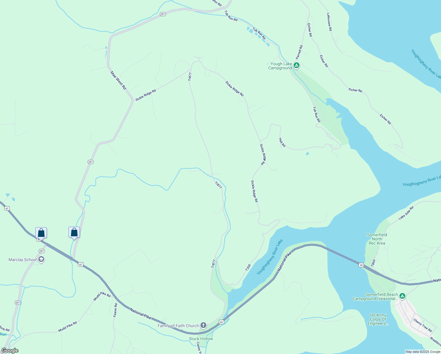 map of restaurants, bars, coffee shops, grocery stores, and more near 354 Dark Hollow Road in Confluence