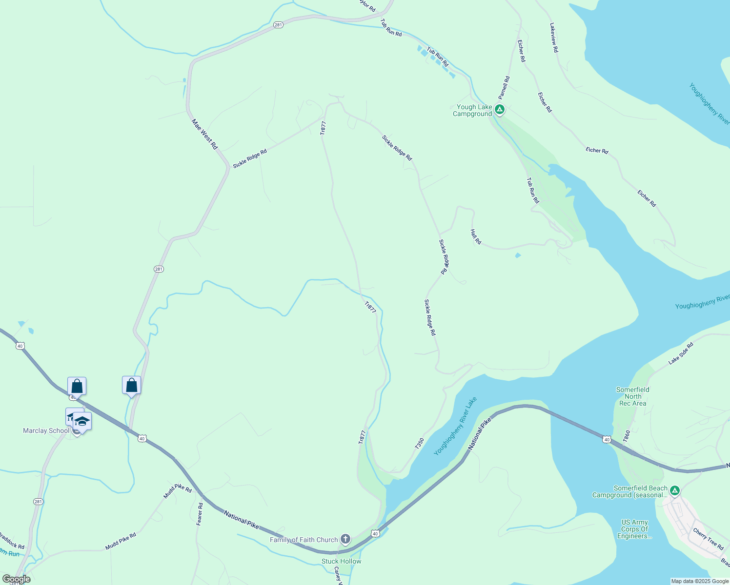 map of restaurants, bars, coffee shops, grocery stores, and more near 356 Dark Hollow Rd in Confluence