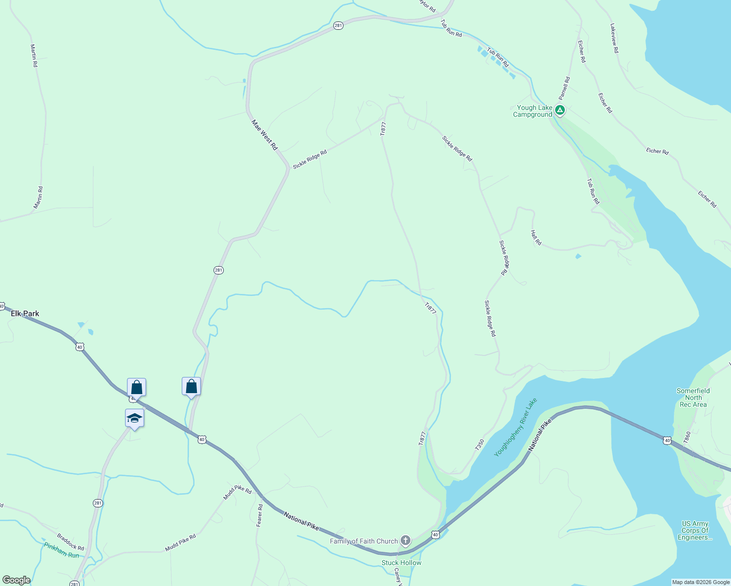 map of restaurants, bars, coffee shops, grocery stores, and more near 179 Forrest Road in Confluence