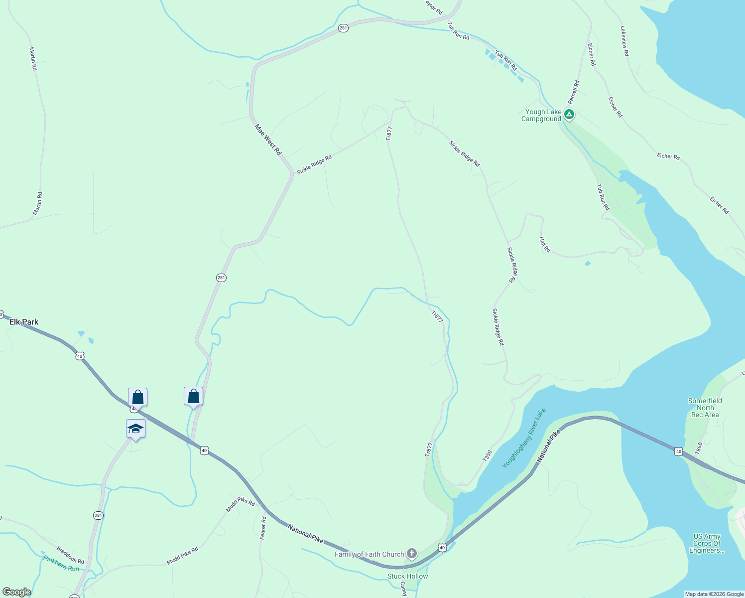 map of restaurants, bars, coffee shops, grocery stores, and more near 179 Forrest Road in Confluence