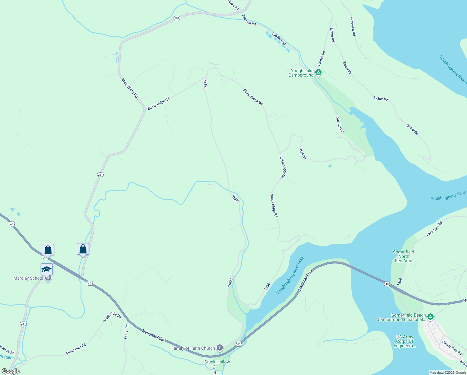map of restaurants, bars, coffee shops, grocery stores, and more near 354 Dark Hollow Road in Confluence