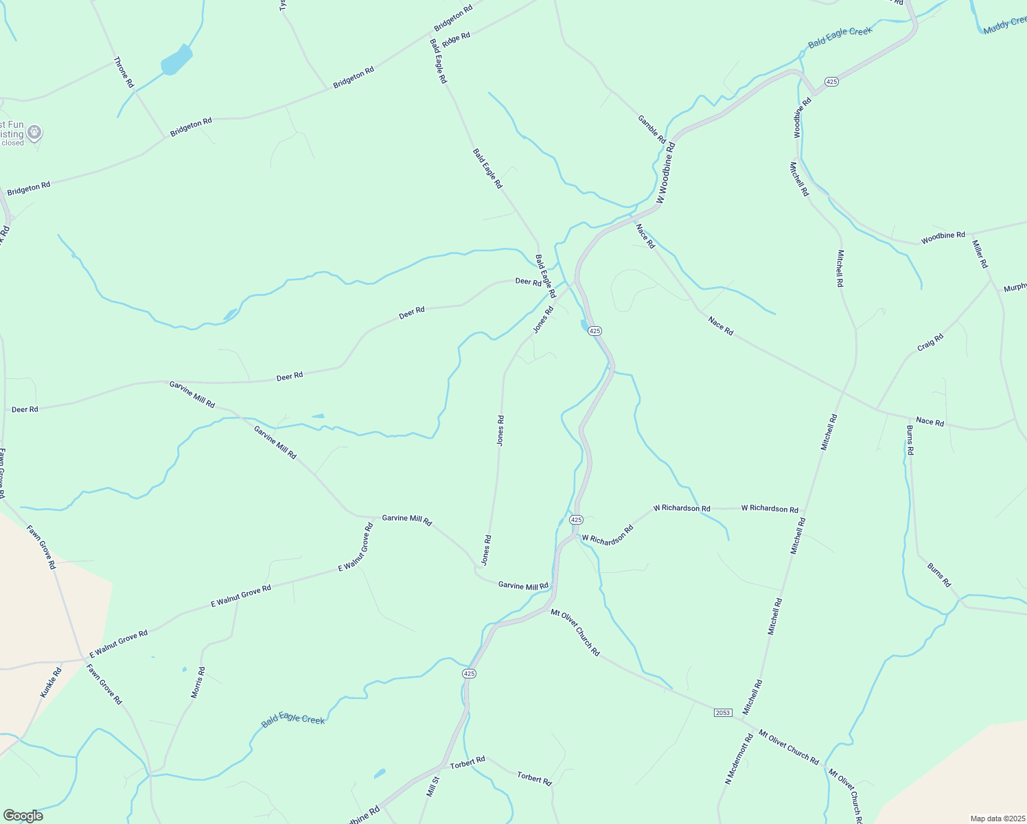 map of restaurants, bars, coffee shops, grocery stores, and more near 295 Jones Rd in Fawn Grove