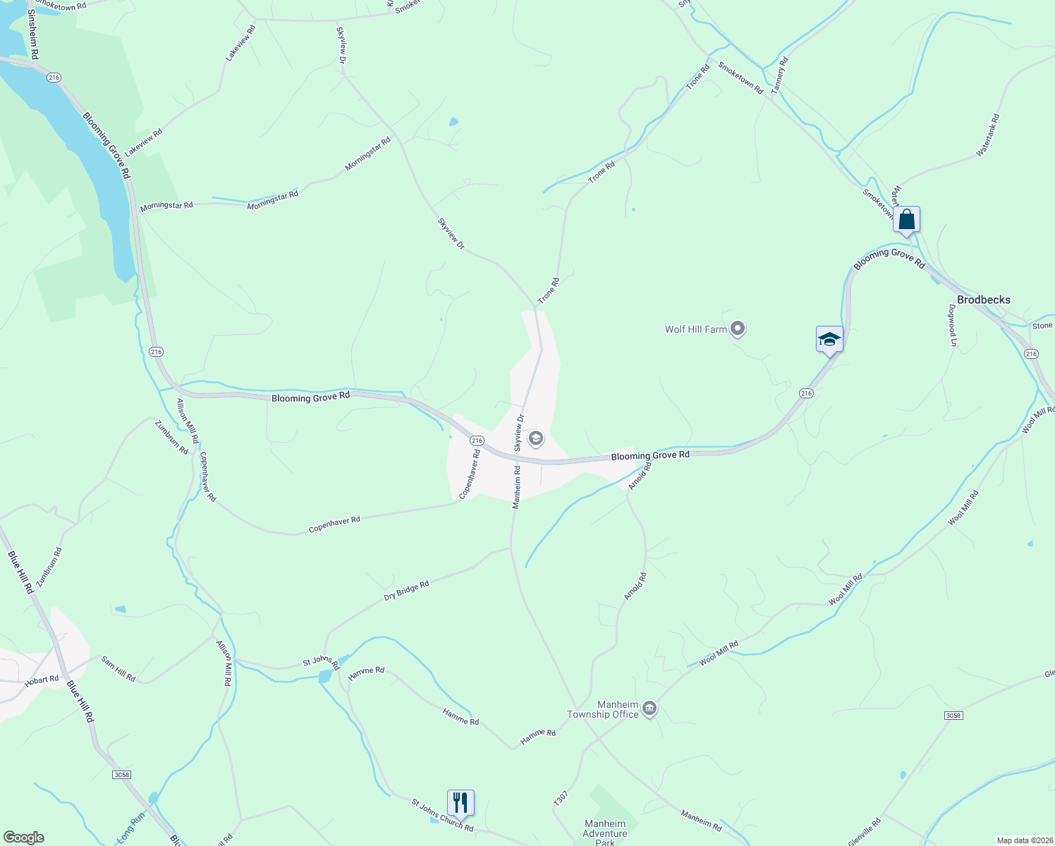 map of restaurants, bars, coffee shops, grocery stores, and more near 4854 Skyview Drive in Glenville