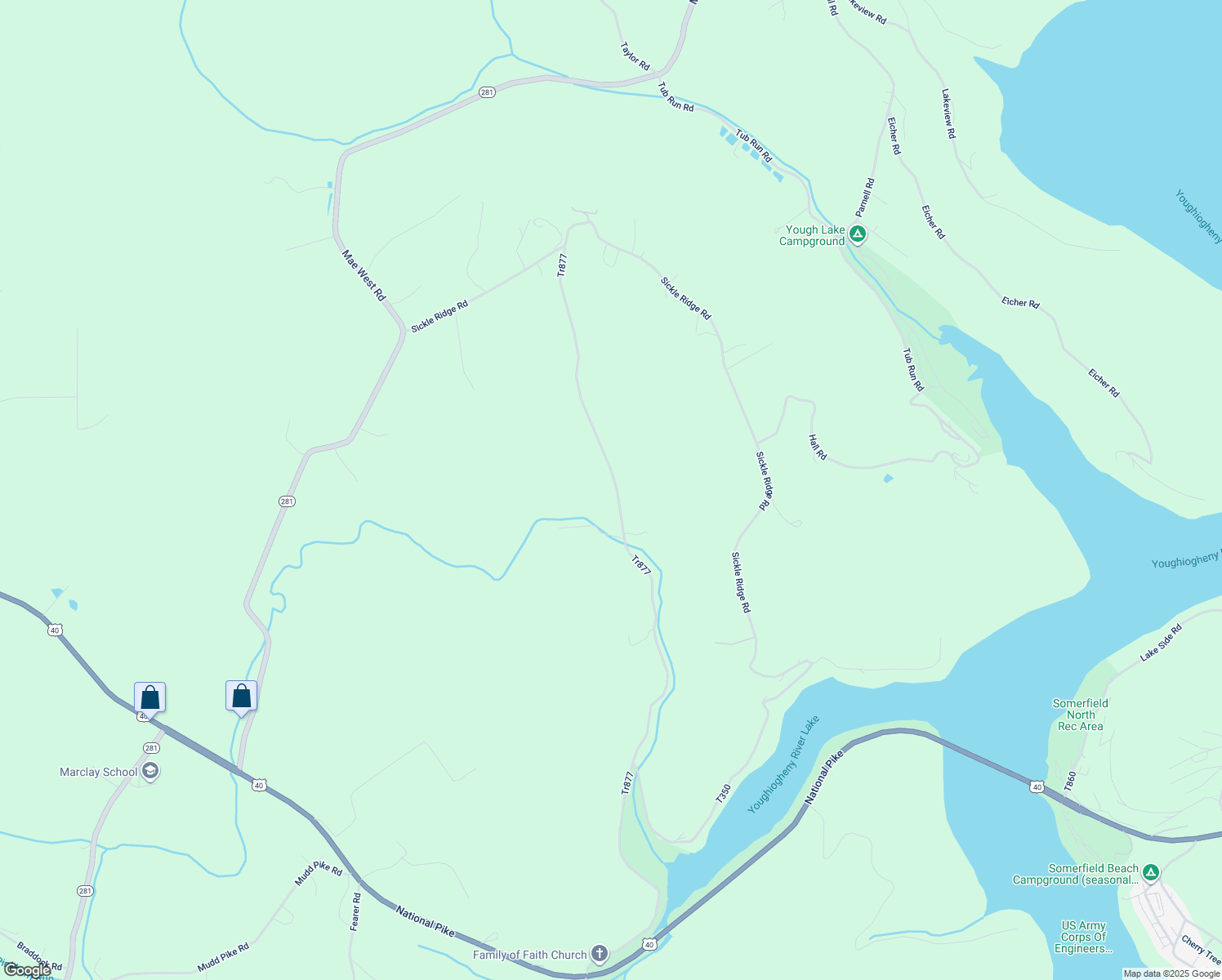 map of restaurants, bars, coffee shops, grocery stores, and more near 393 Dark Hollow Road in Confluence