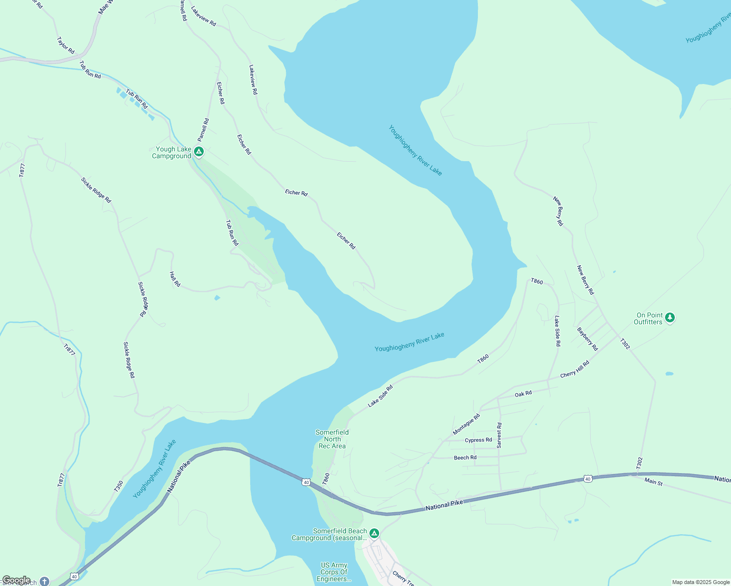 map of restaurants, bars, coffee shops, grocery stores, and more near 260 Eicher Road in Confluence