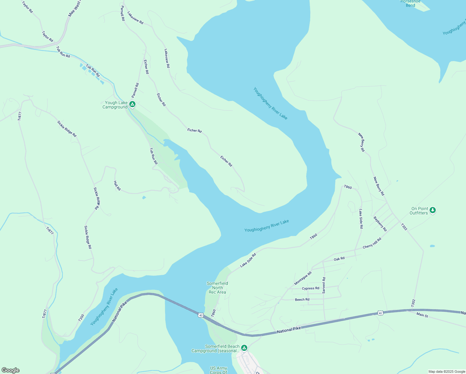 map of restaurants, bars, coffee shops, grocery stores, and more near 260 Eicher Road in Confluence