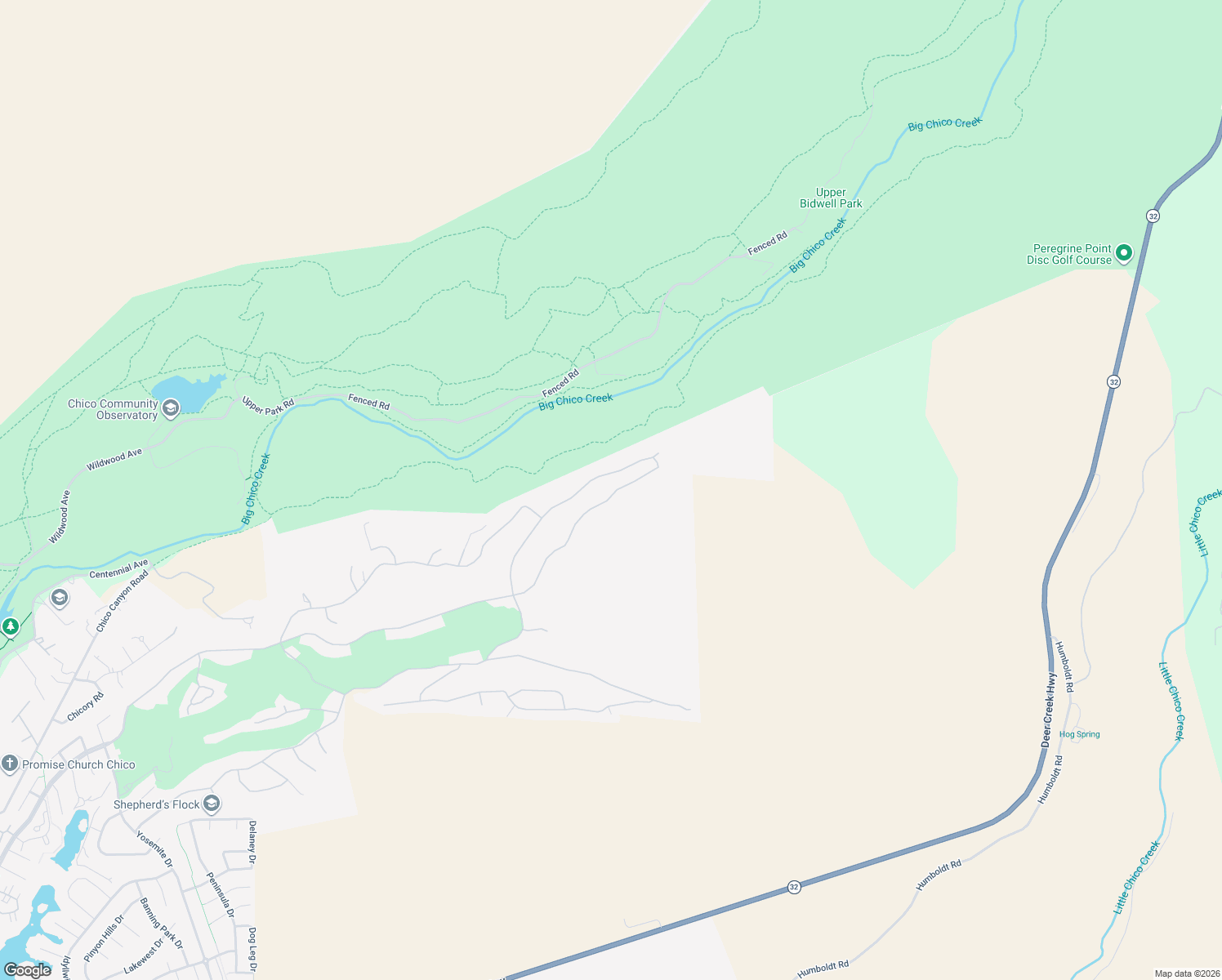 map of restaurants, bars, coffee shops, grocery stores, and more near 3536 Shadowtree Lane in Chico