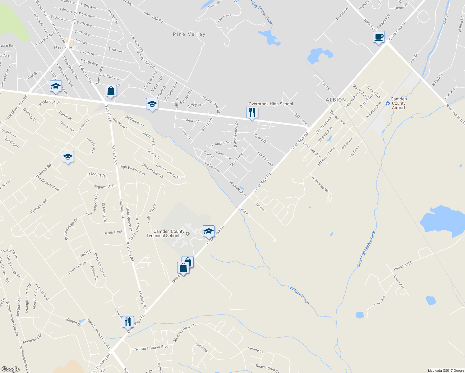 map of restaurants, bars, coffee shops, grocery stores, and more near 12 Madison Avenue in Berlin