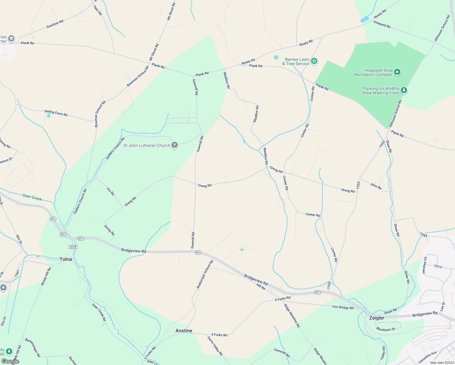 map of restaurants, bars, coffee shops, grocery stores, and more near 3225 Orwig Road in Stewartstown