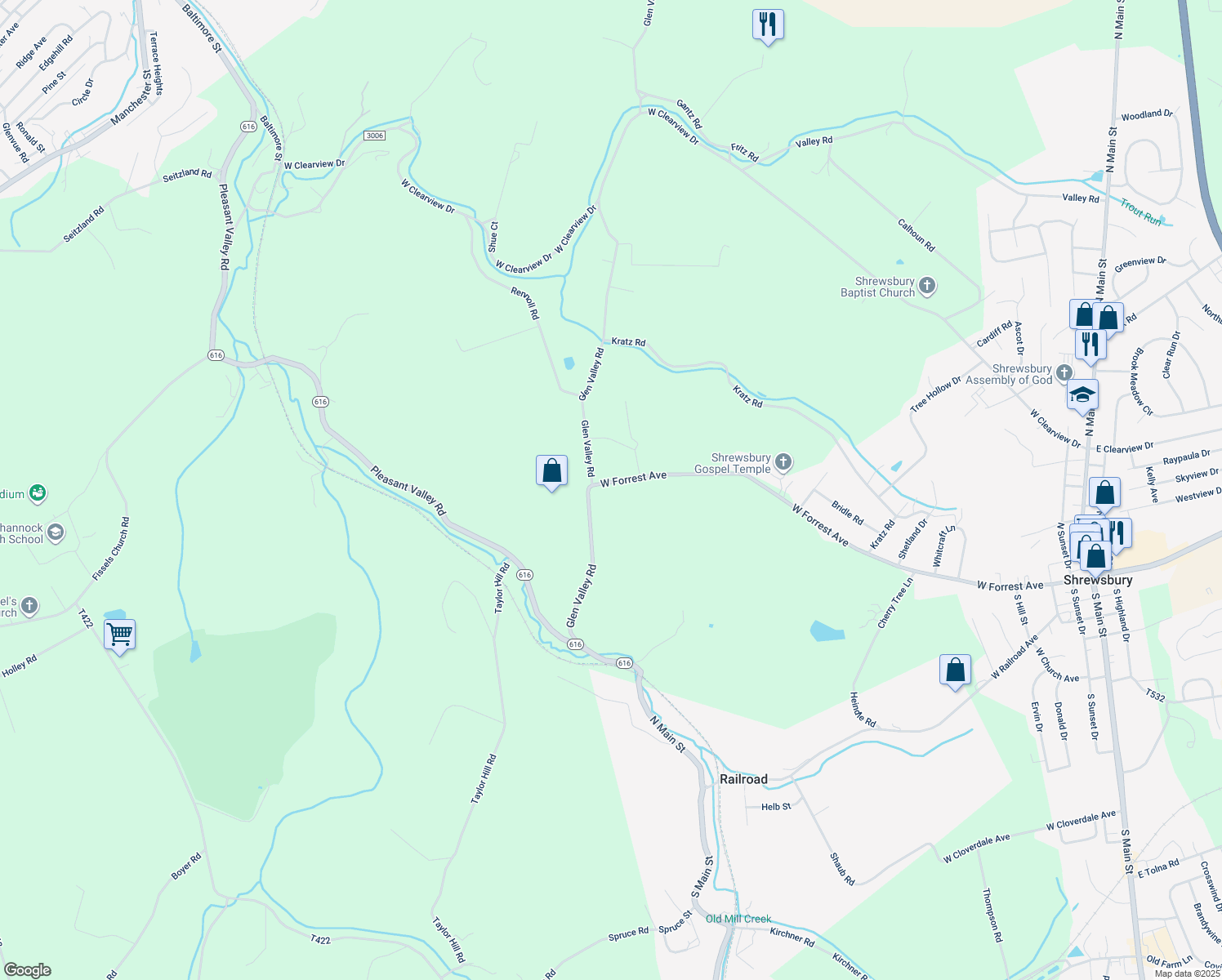 map of restaurants, bars, coffee shops, grocery stores, and more near 1162 West Forrest Avenue in Glen Rock
