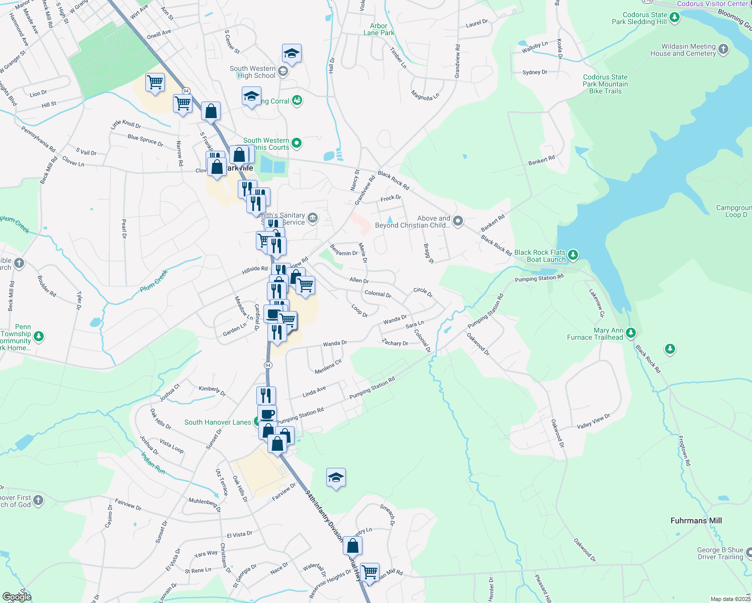 map of restaurants, bars, coffee shops, grocery stores, and more near 8 Gladys Ct in Hanover