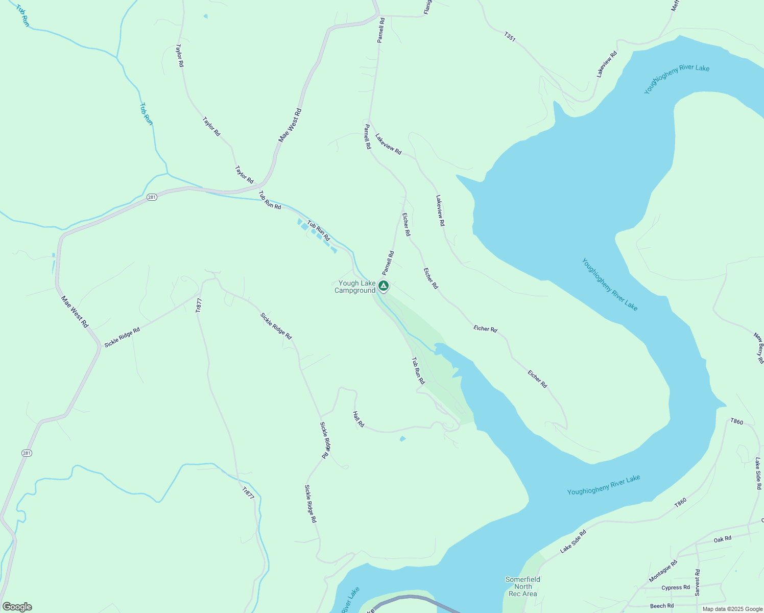 map of restaurants, bars, coffee shops, grocery stores, and more near 340 Tub Run Road in Confluence