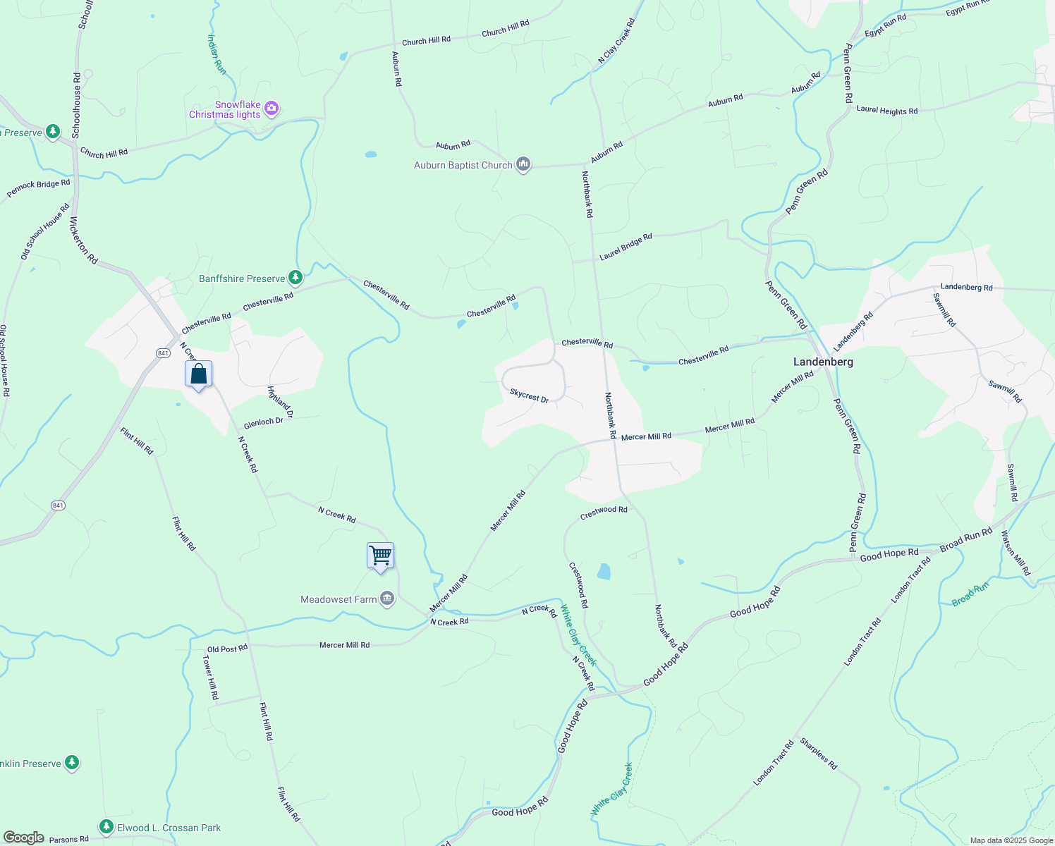 map of restaurants, bars, coffee shops, grocery stores, and more near 106 Valley Drive in Landenberg
