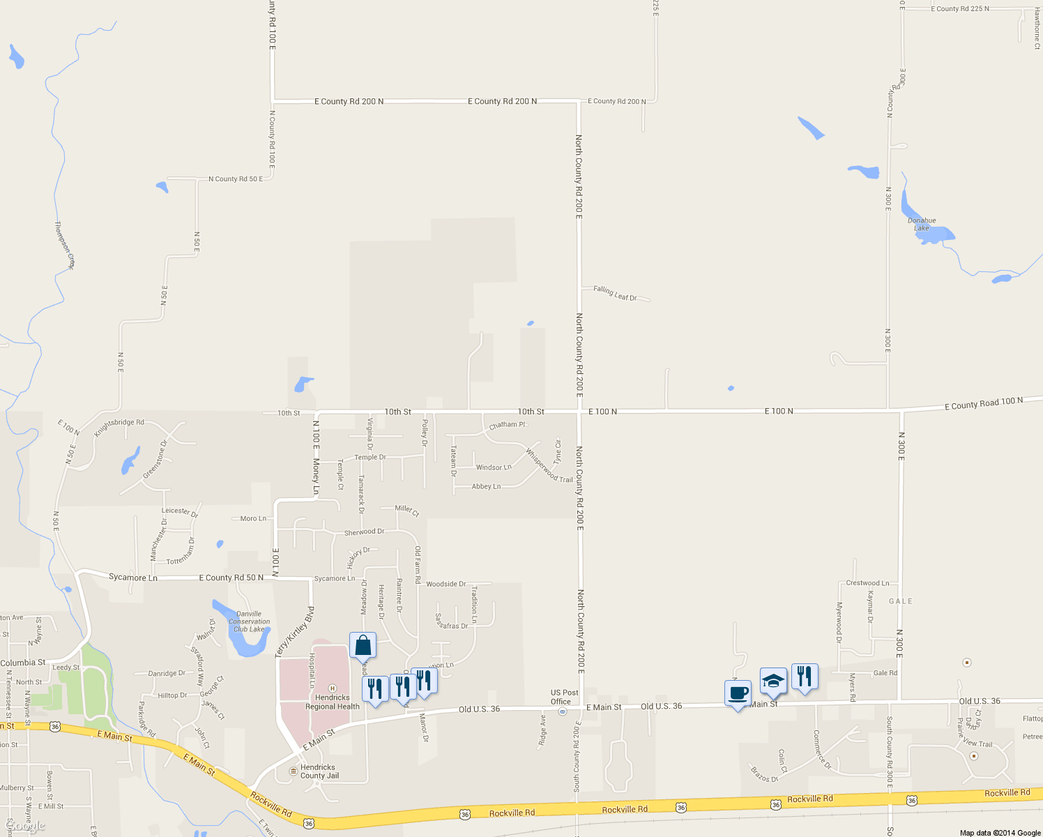 map of restaurants, bars, coffee shops, grocery stores, and more near 1862 Chatham Place in Danville