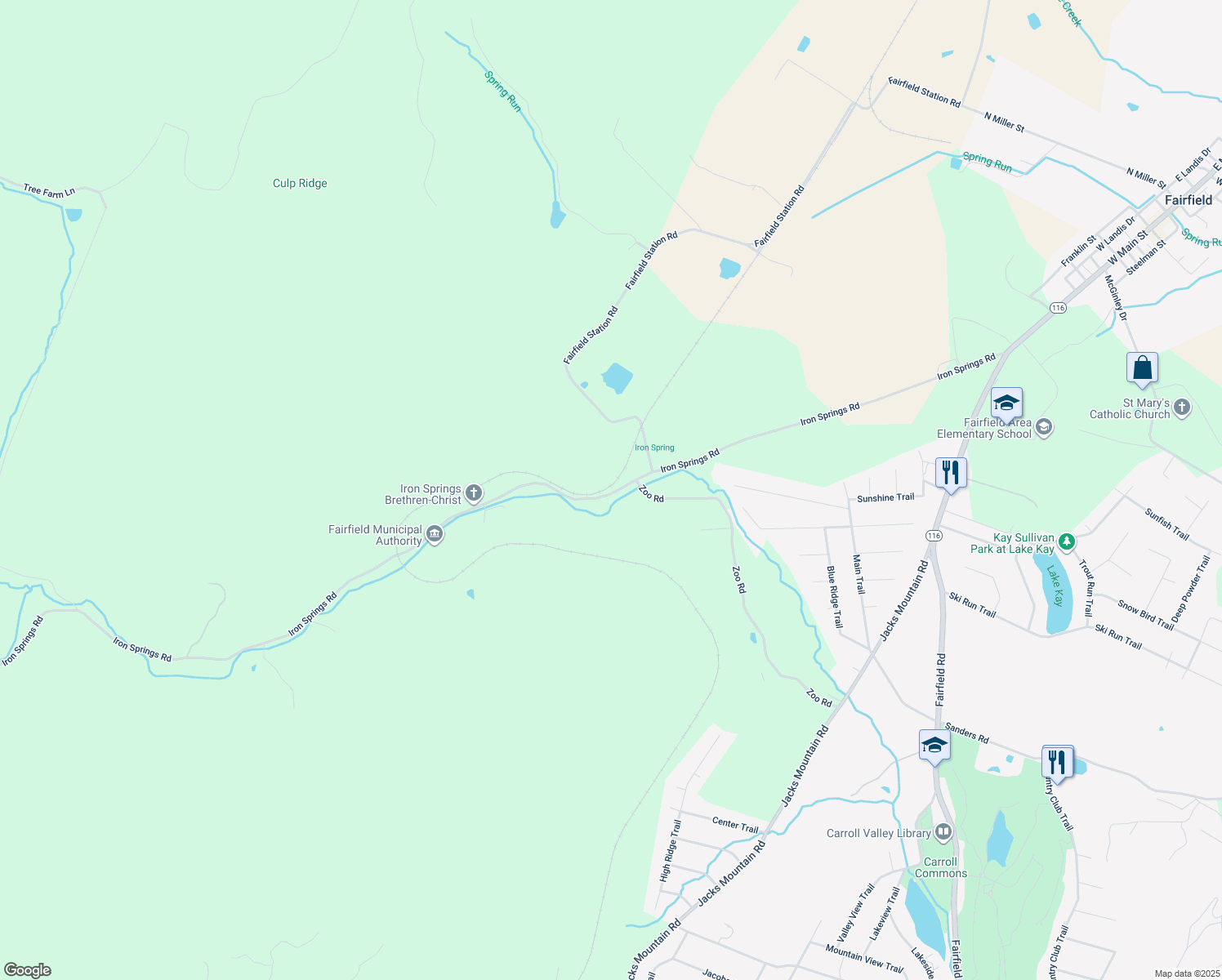 map of restaurants, bars, coffee shops, grocery stores, and more near 855 Iron Springs Road in Fairfield