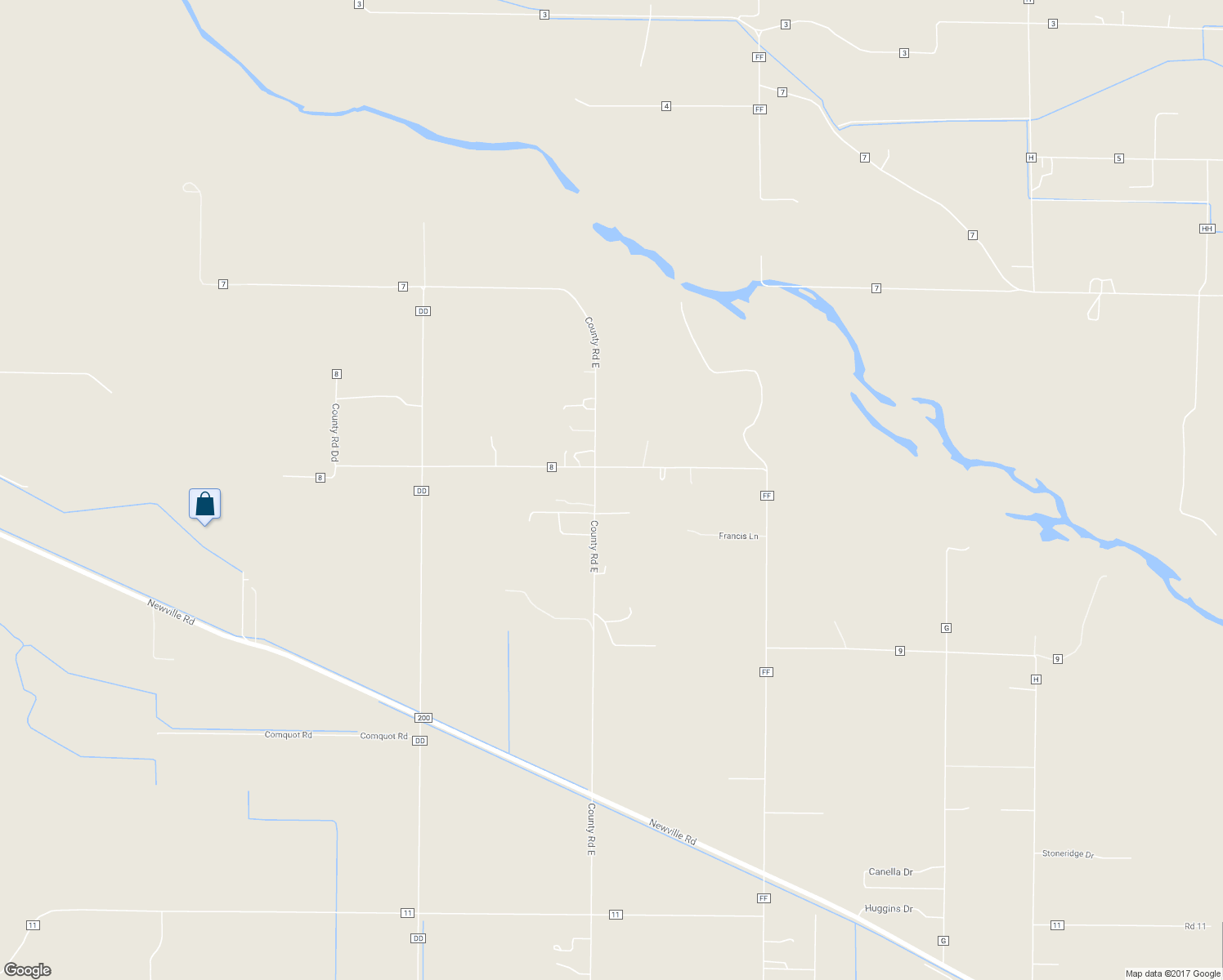 map of restaurants, bars, coffee shops, grocery stores, and more near 4746 County Road East in Orland