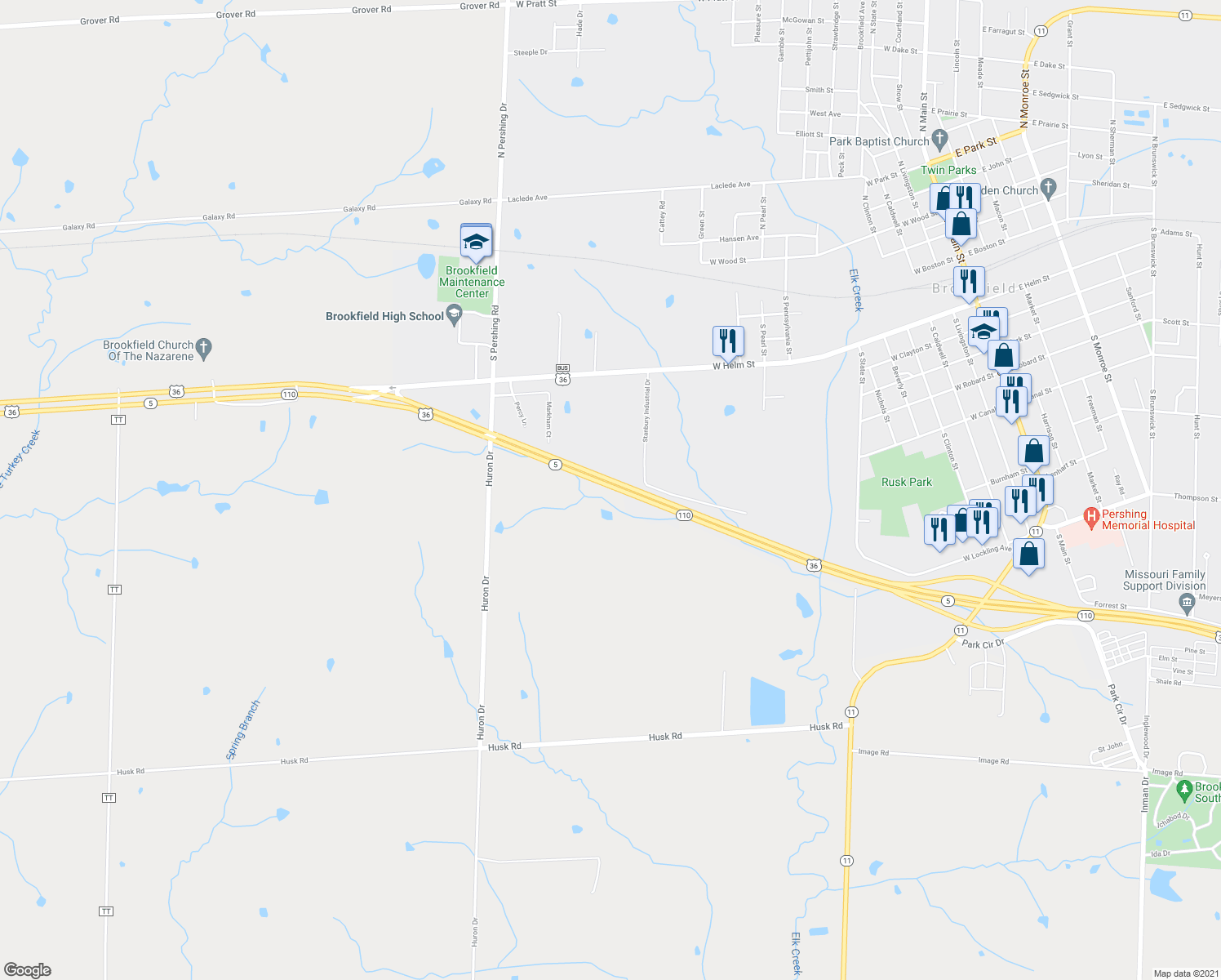 map of restaurants, bars, coffee shops, grocery stores, and more near 23102 Image Road in Brookfield