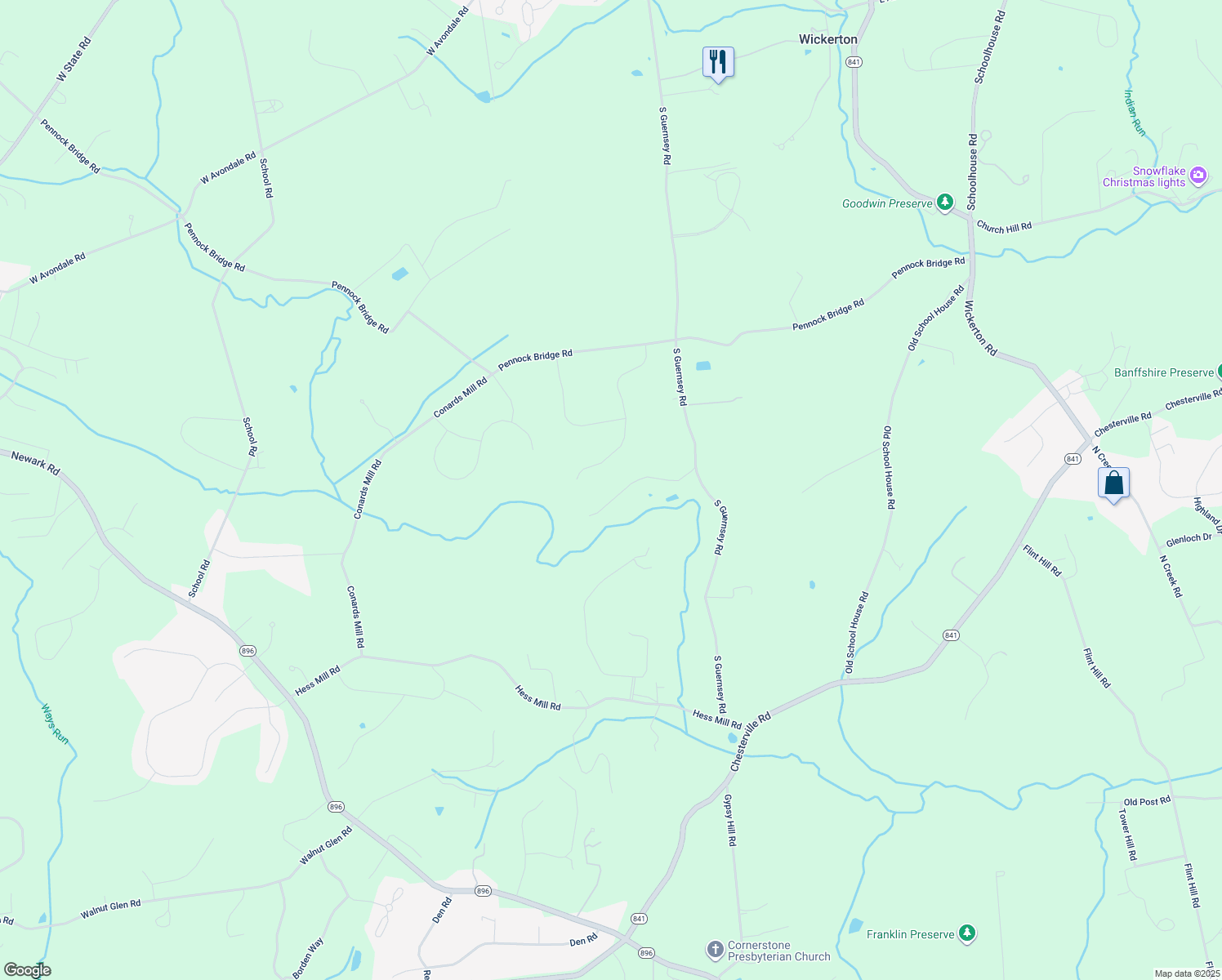 map of restaurants, bars, coffee shops, grocery stores, and more near 14 Hill Crest Drive in Landenberg