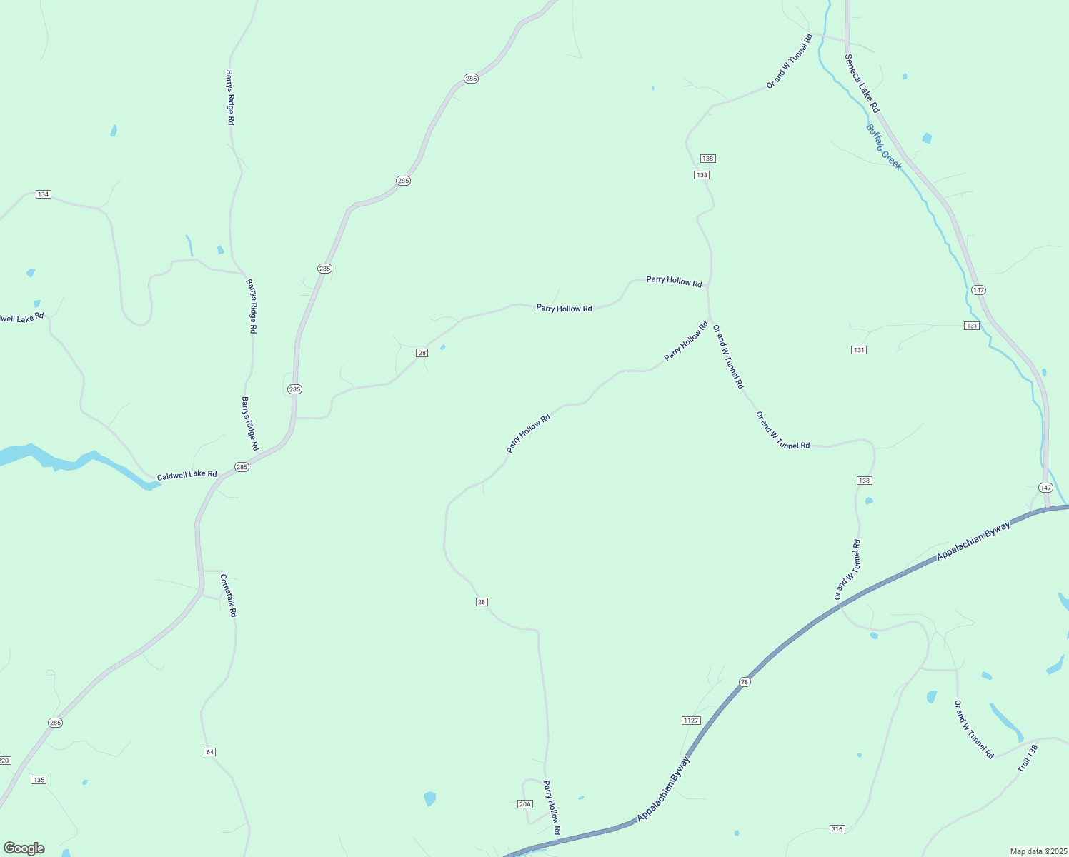 map of restaurants, bars, coffee shops, grocery stores, and more near 46960 Parry Hollow Road in Caldwell