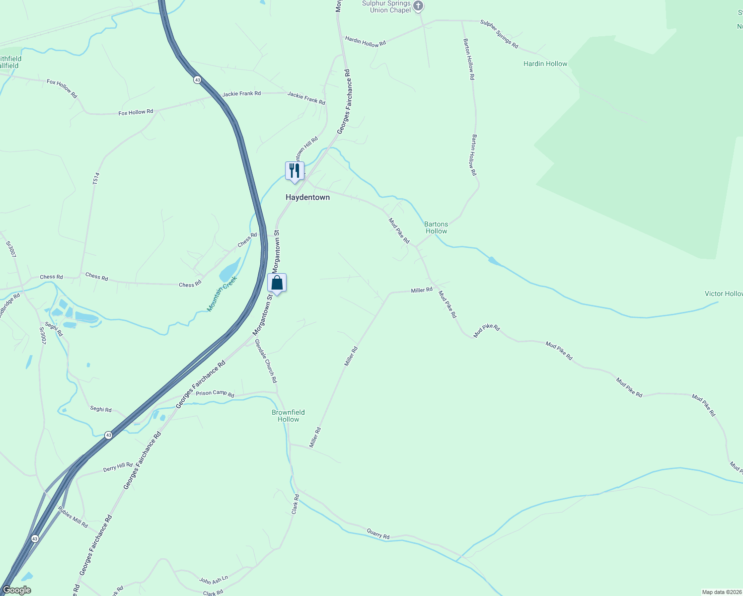 map of restaurants, bars, coffee shops, grocery stores, and more near 119 Cooley Estate Road in Smithfield