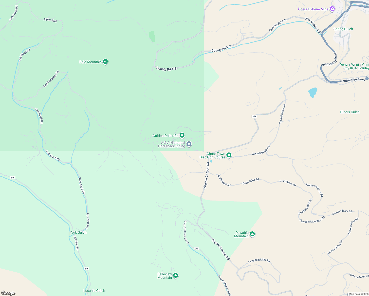 map of restaurants, bars, coffee shops, grocery stores, and more near 188 Alps Hill Road in Central City