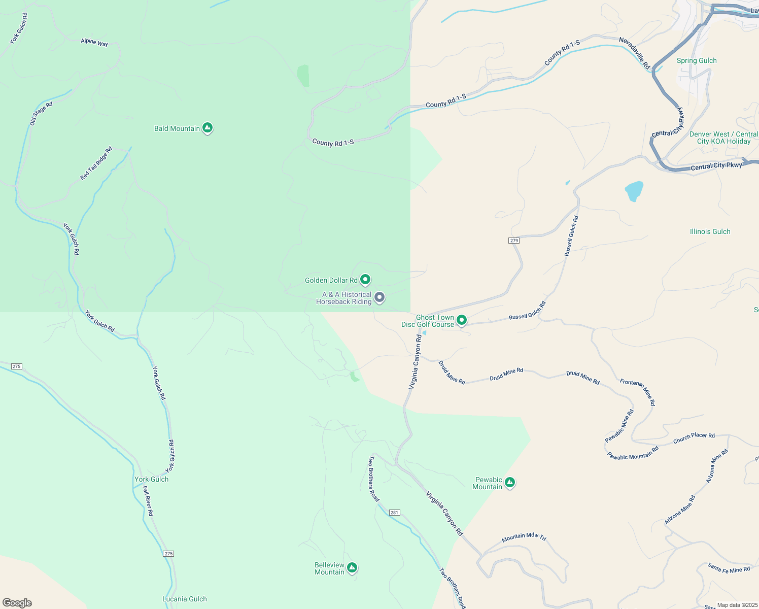 map of restaurants, bars, coffee shops, grocery stores, and more near 188 Alps Hill Road in Central City