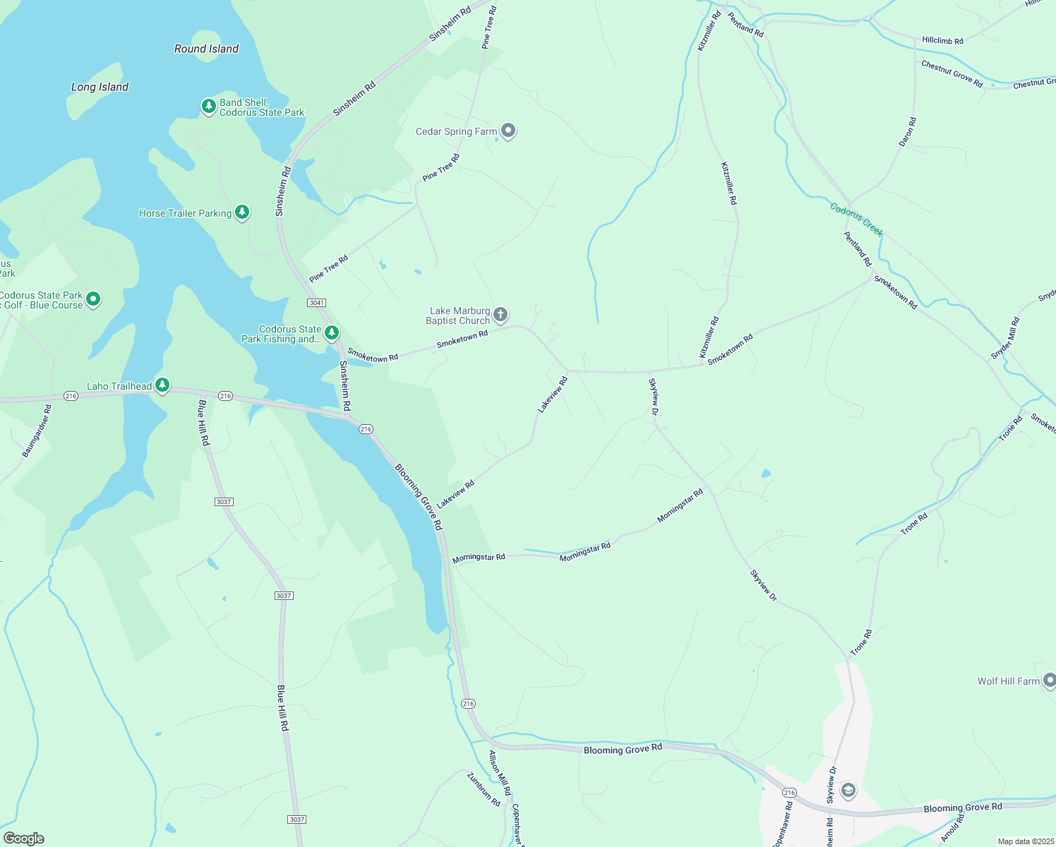 map of restaurants, bars, coffee shops, grocery stores, and more near 3407 Lakeview Road in Spring Grove