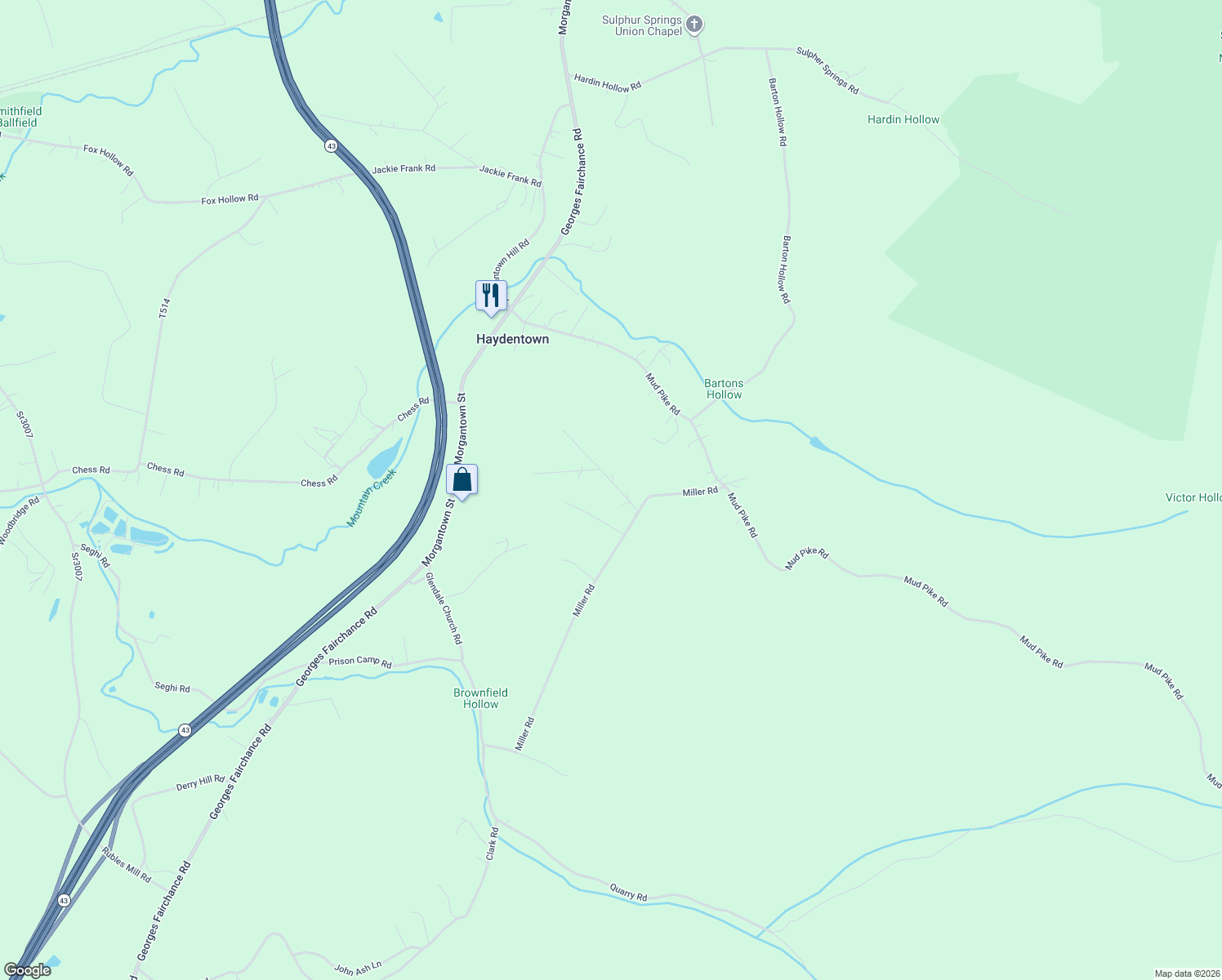 map of restaurants, bars, coffee shops, grocery stores, and more near 119 Cooley Estate Rd in Smithfield