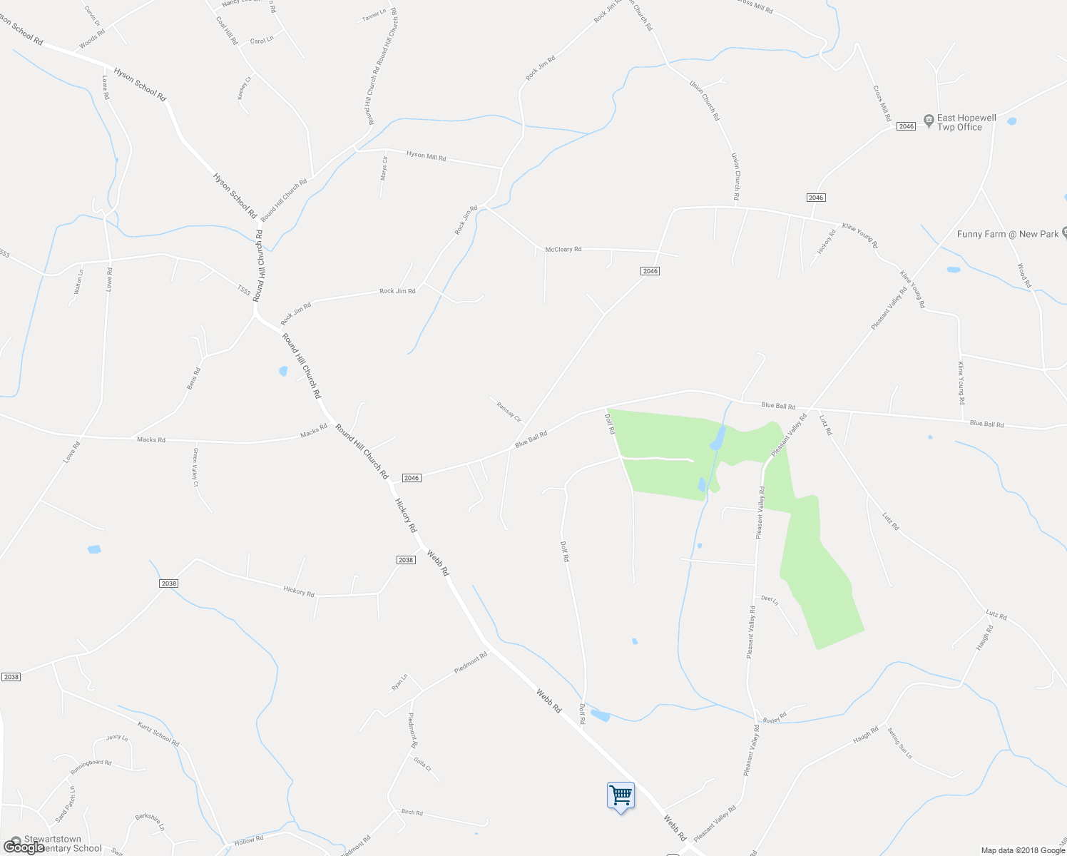 map of restaurants, bars, coffee shops, grocery stores, and more near 7082 Hickory Road in Stewartstown