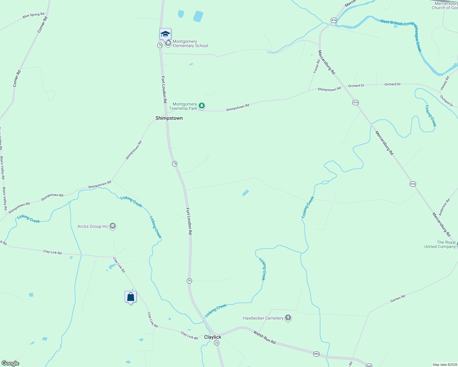 map of restaurants, bars, coffee shops, grocery stores, and more near 10324 Reeder Road in Mercersburg