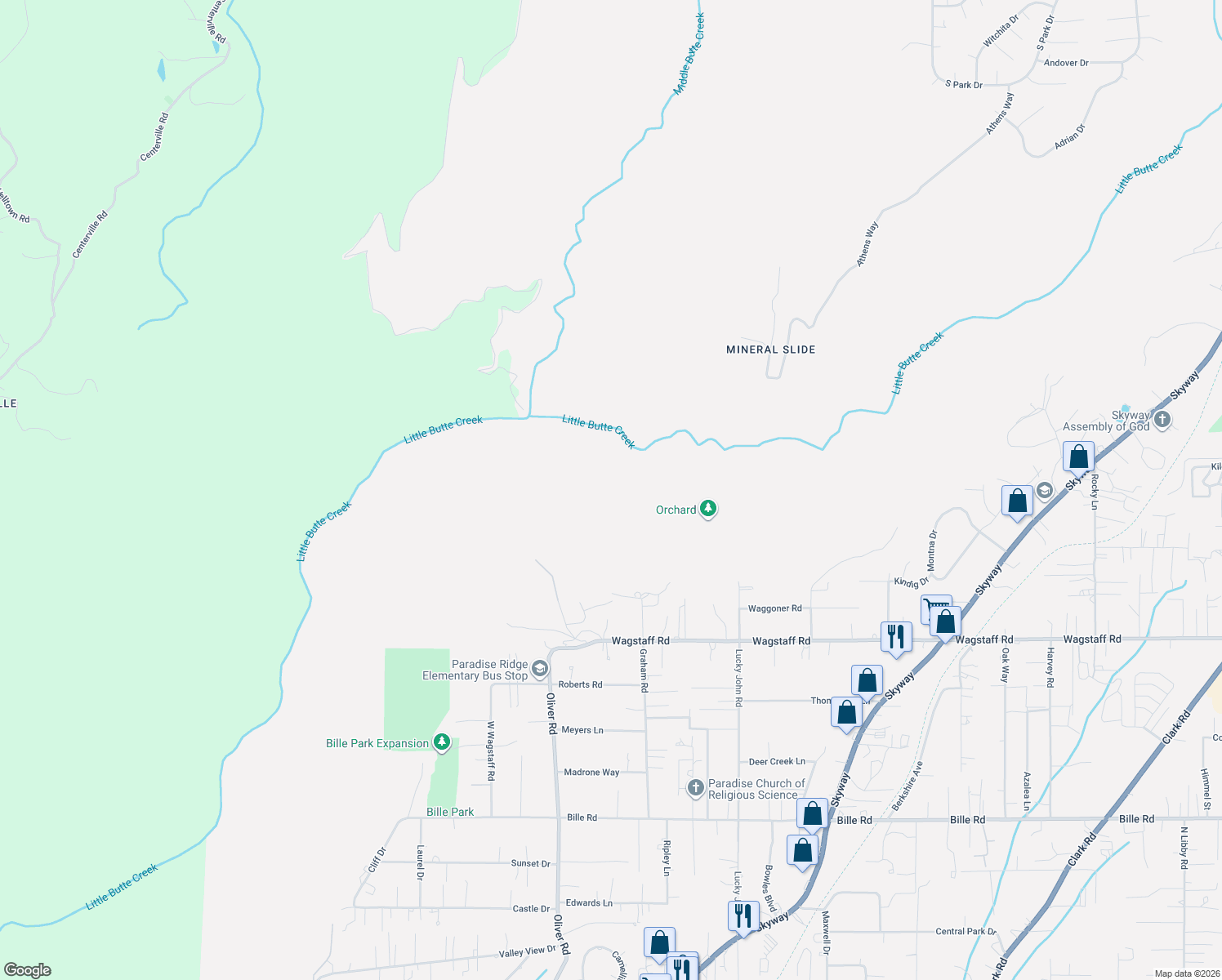 map of restaurants, bars, coffee shops, grocery stores, and more near Heaven's Gate in Paradise