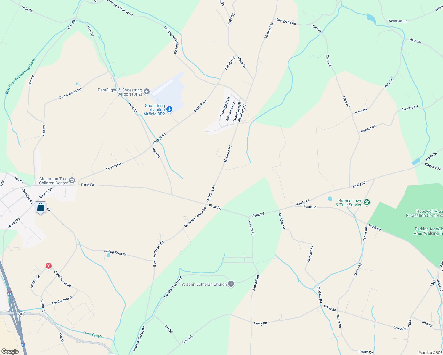 map of restaurants, bars, coffee shops, grocery stores, and more near 15447 Mt Olivet Rd in Stewartstown